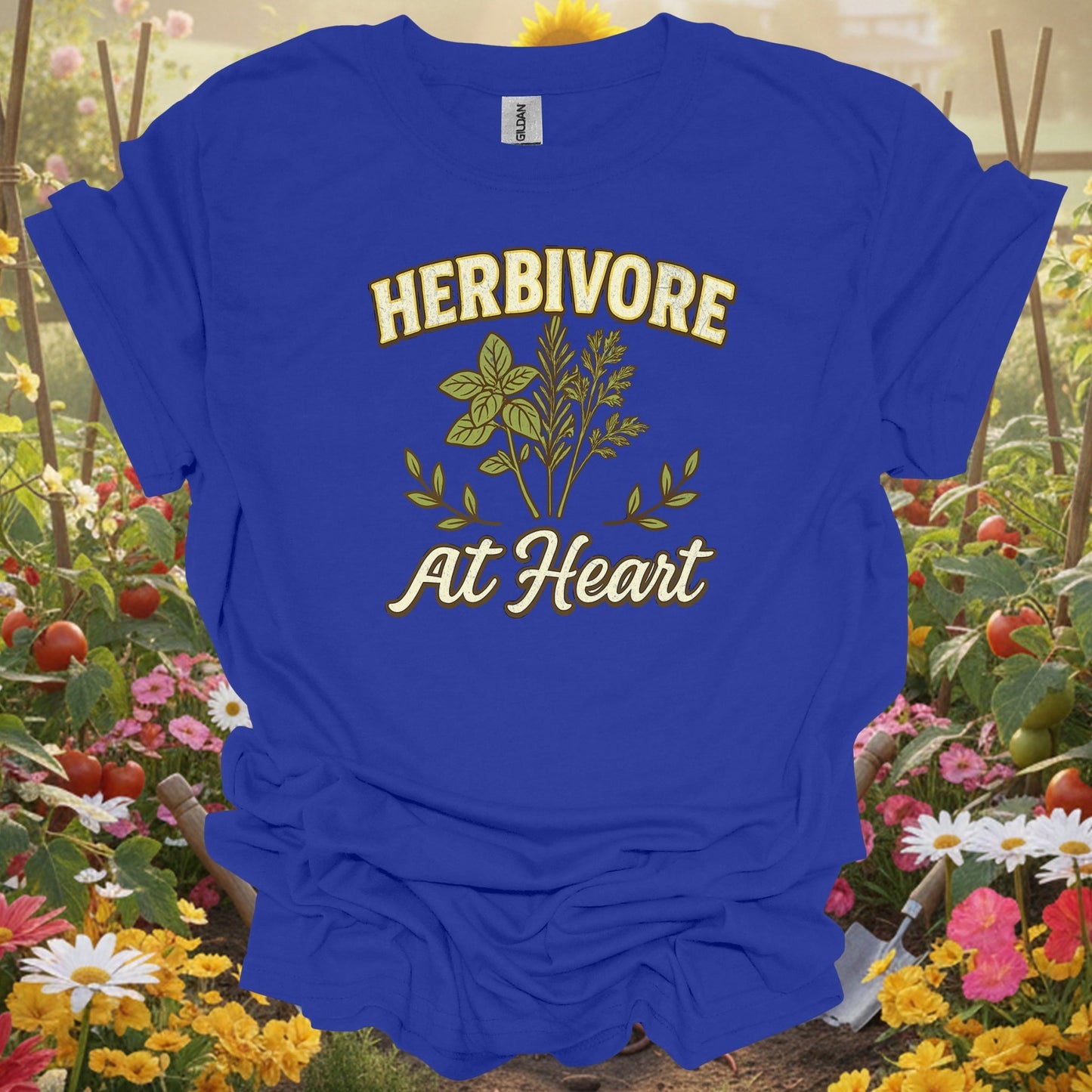 "Herbivore At Heart" Vintage Herb Gardener T-Shirt - GardeningTshirts