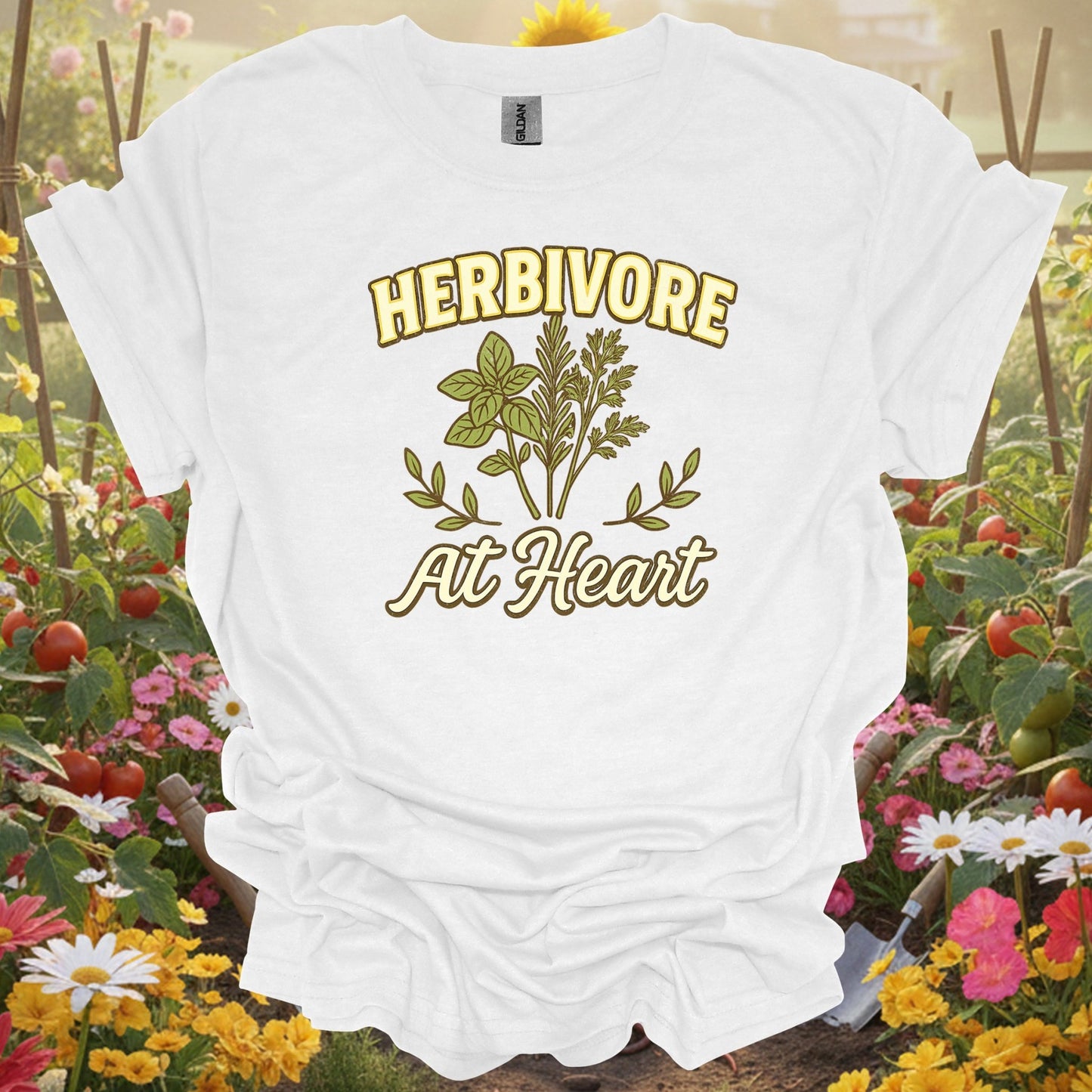 "Herbivore At Heart" Vintage Herb Gardener T-Shirt - GardeningTshirts