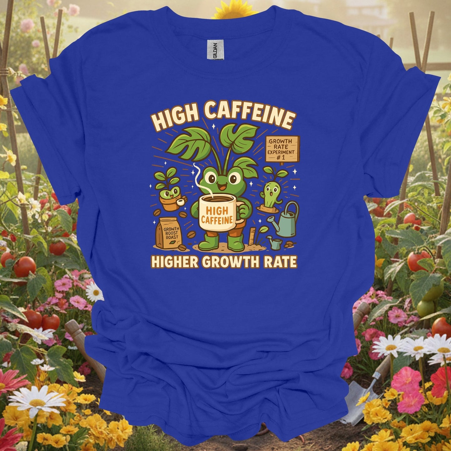 Royal tshirt showing high caffeine higher growth rate frog for backyard growers