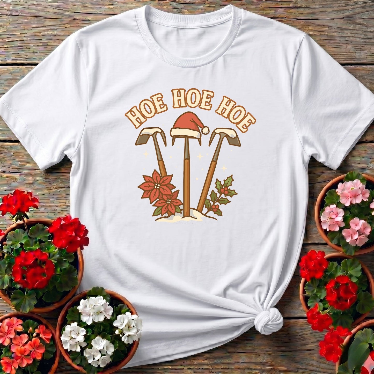 Hoe Hoe Hoe Funny Christmas Gardener T-shirt - GardeningTshirts