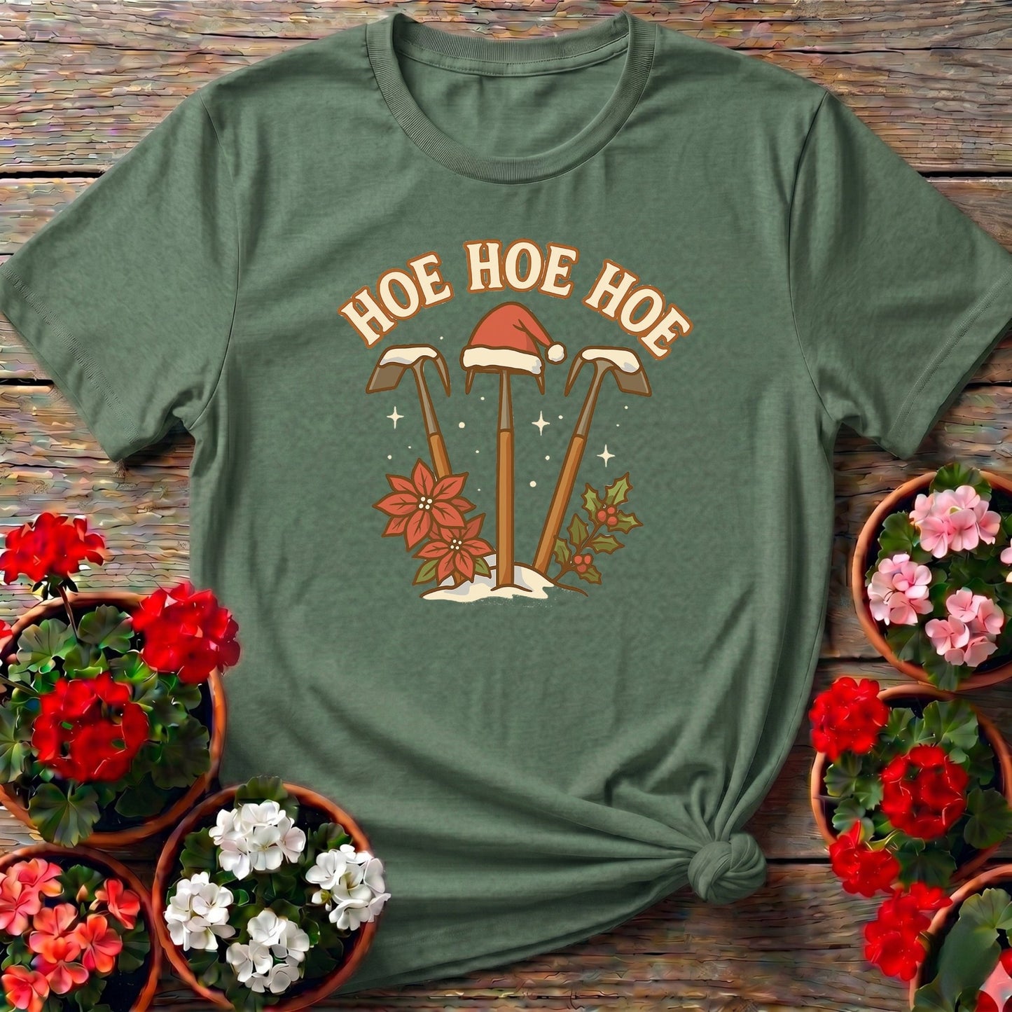Hoe Hoe Hoe Funny Christmas Gardener T-shirt - GardeningTshirts