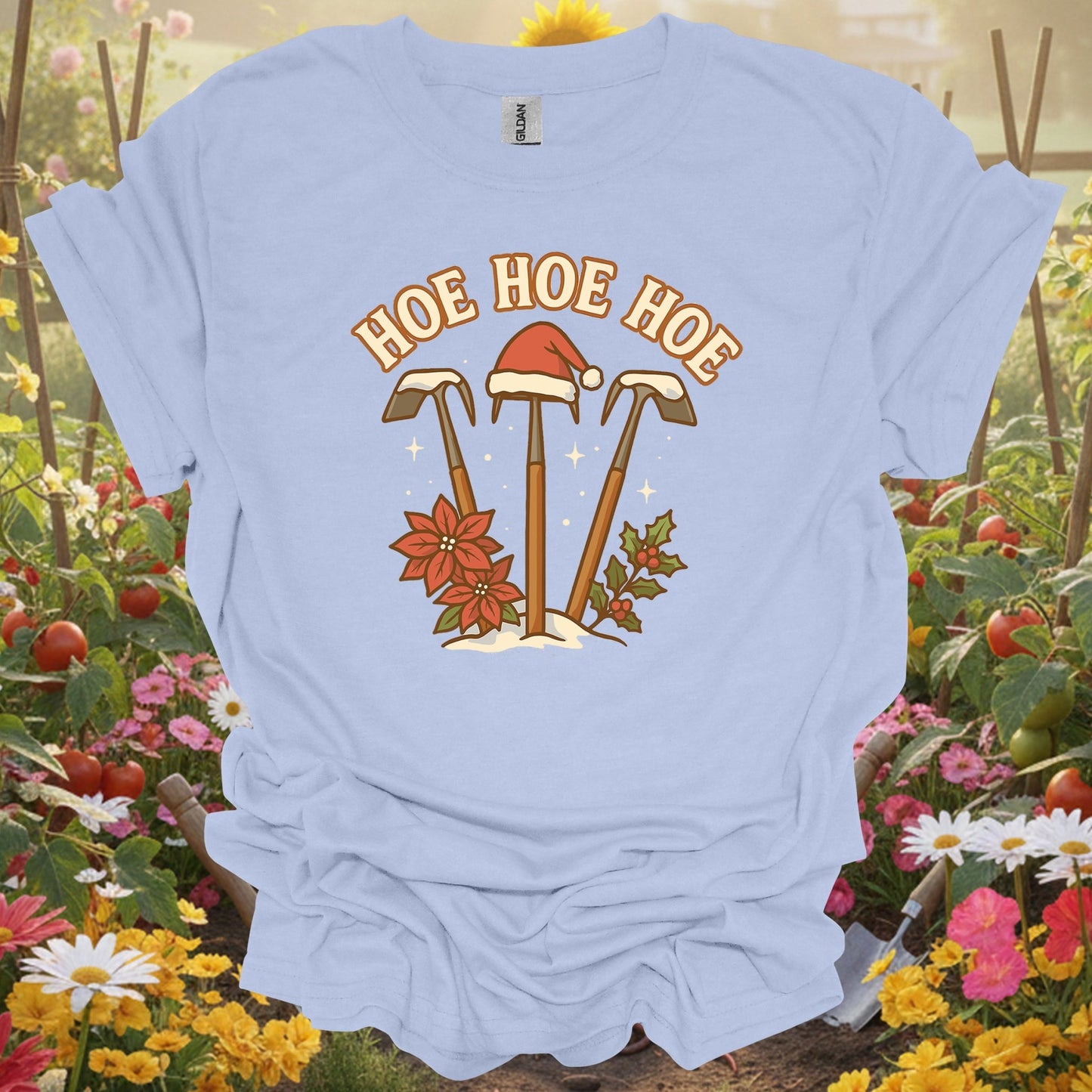 "Hoe Hoe Hoe" Funny Christmas Gardener T-Shirt - GardeningTshirts