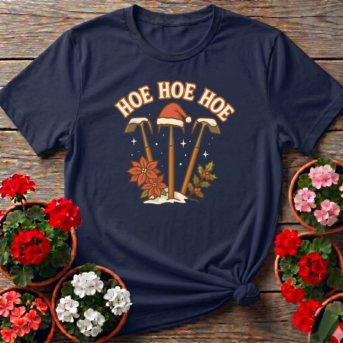 Hoe Hoe Hoe Funny Christmas Gardener T-shirt - GardeningTshirts