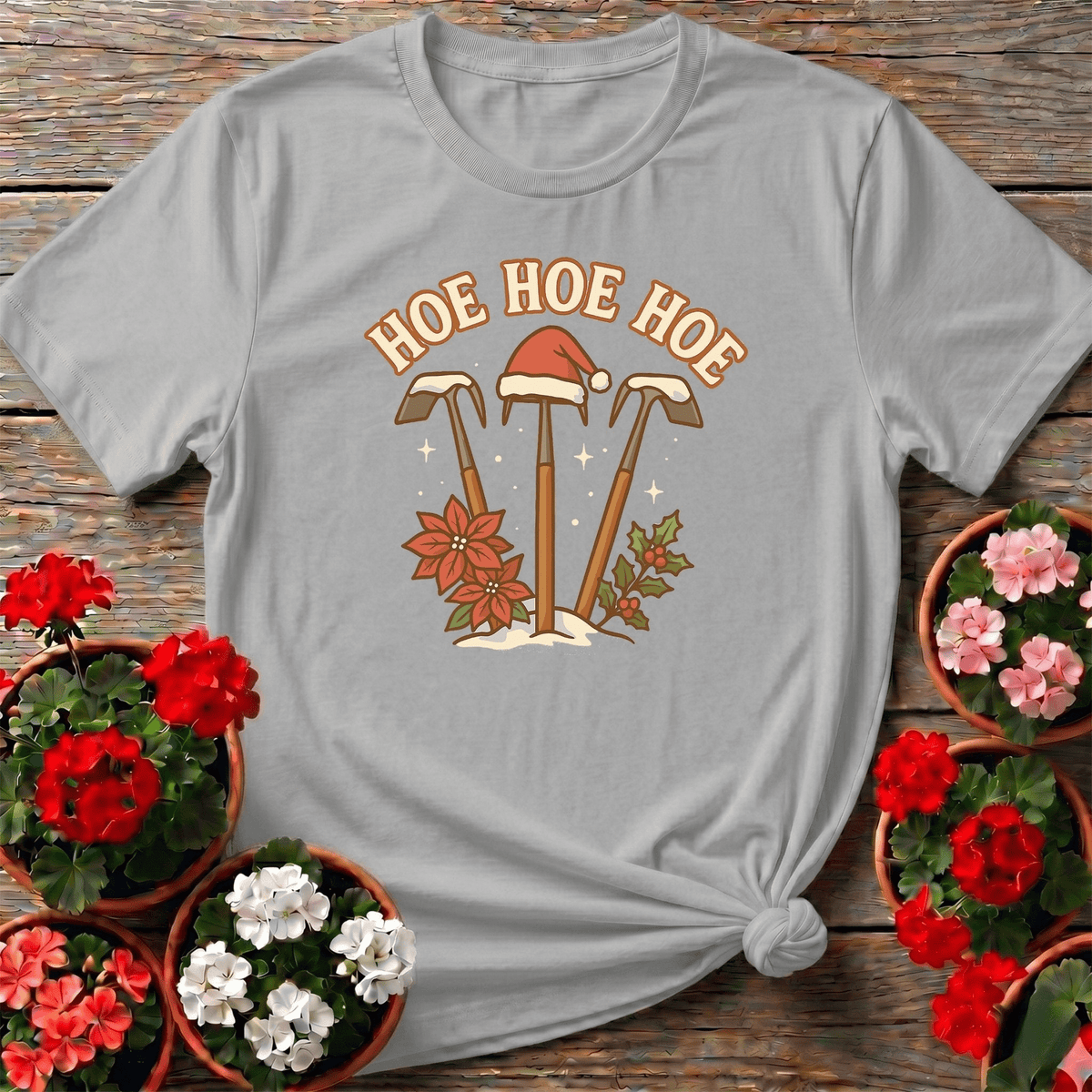 Hoe Hoe Hoe Funny Christmas Gardener T-shirt - GardeningTshirts