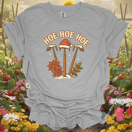"Hoe Hoe Hoe" Funny Christmas Gardener T-Shirt - GardeningTshirts