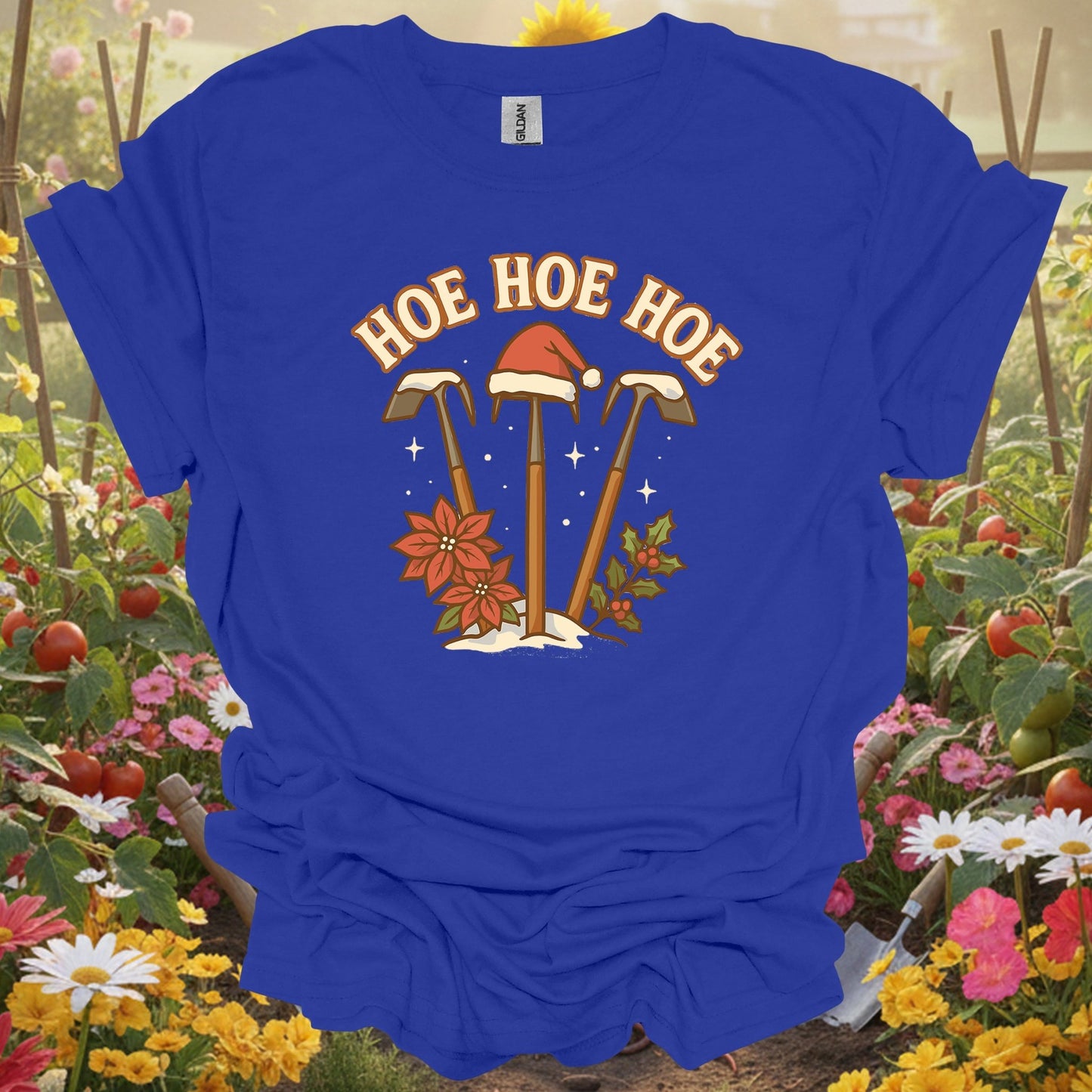 "Hoe Hoe Hoe" Funny Christmas Gardener T-Shirt - GardeningTshirts