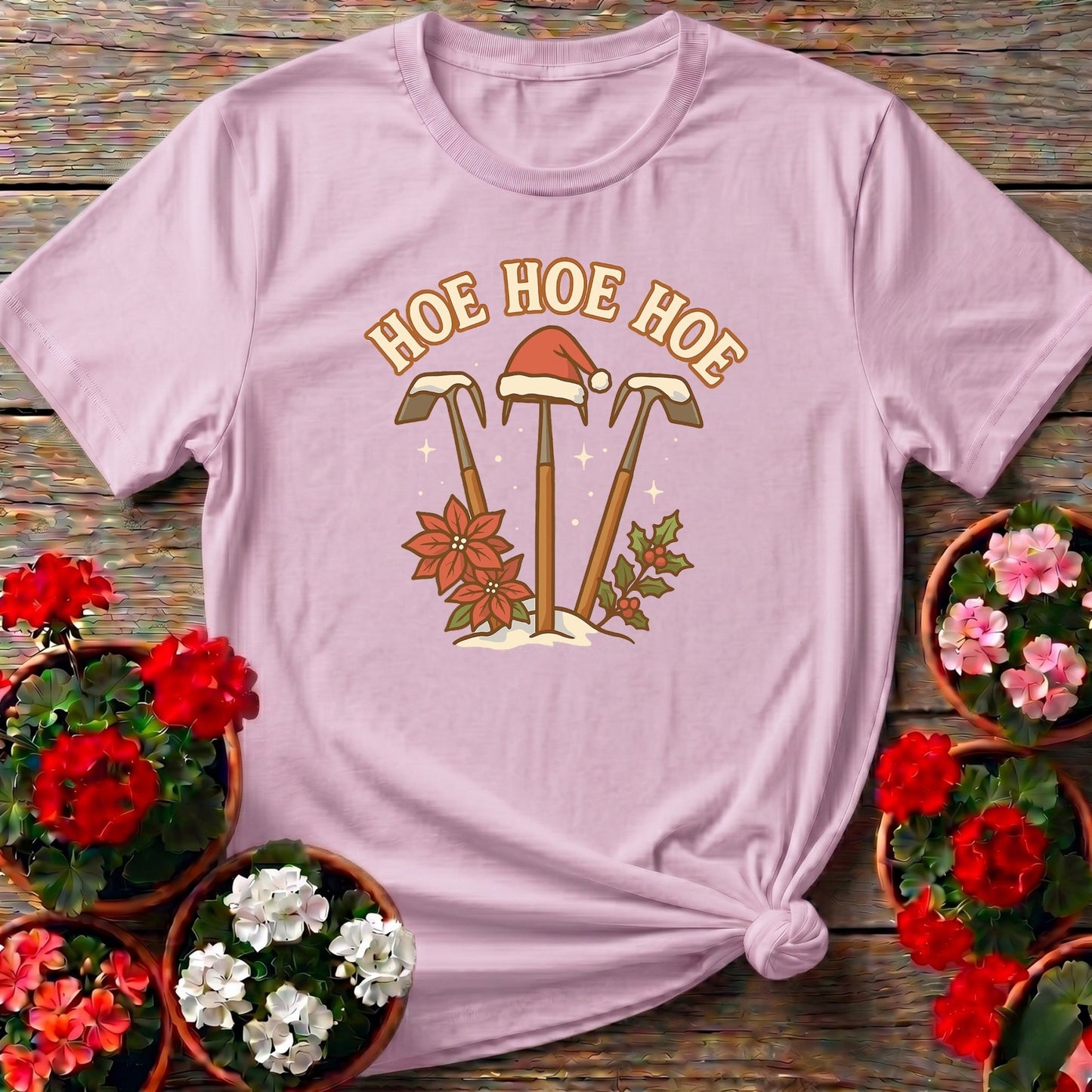 Hoe Hoe Hoe Funny Christmas Gardener T-shirt - GardeningTshirts