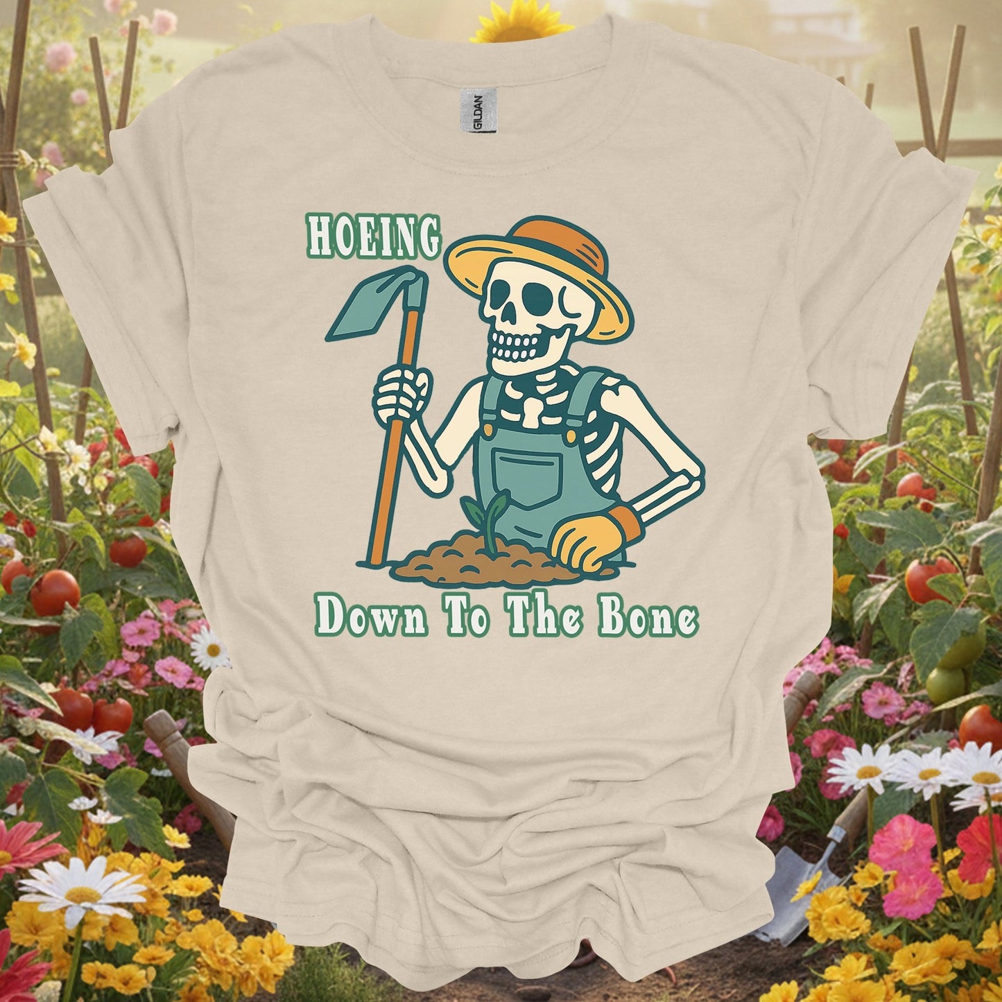"Hoeing Down To The Bone" Skeleton T-Shirt - GardeningTshirts