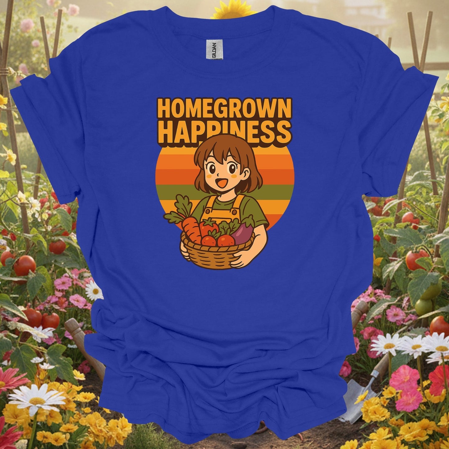 Royal tshirt showing homegrown happiness anime harvest for gardening enthusiasts