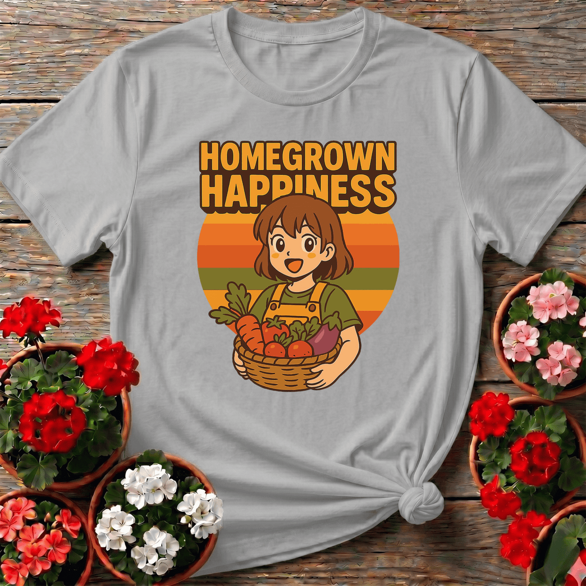 Homegrown Happiness Anime Harvest T-shirt - GardeningTshirts