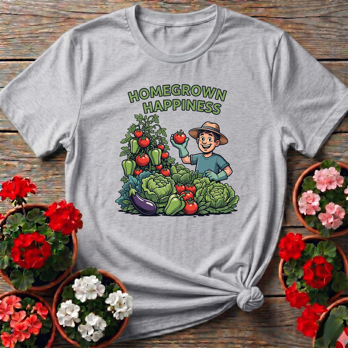Homegrown Happiness Funny Vegetable Garden Tee - GardeningTshirts
