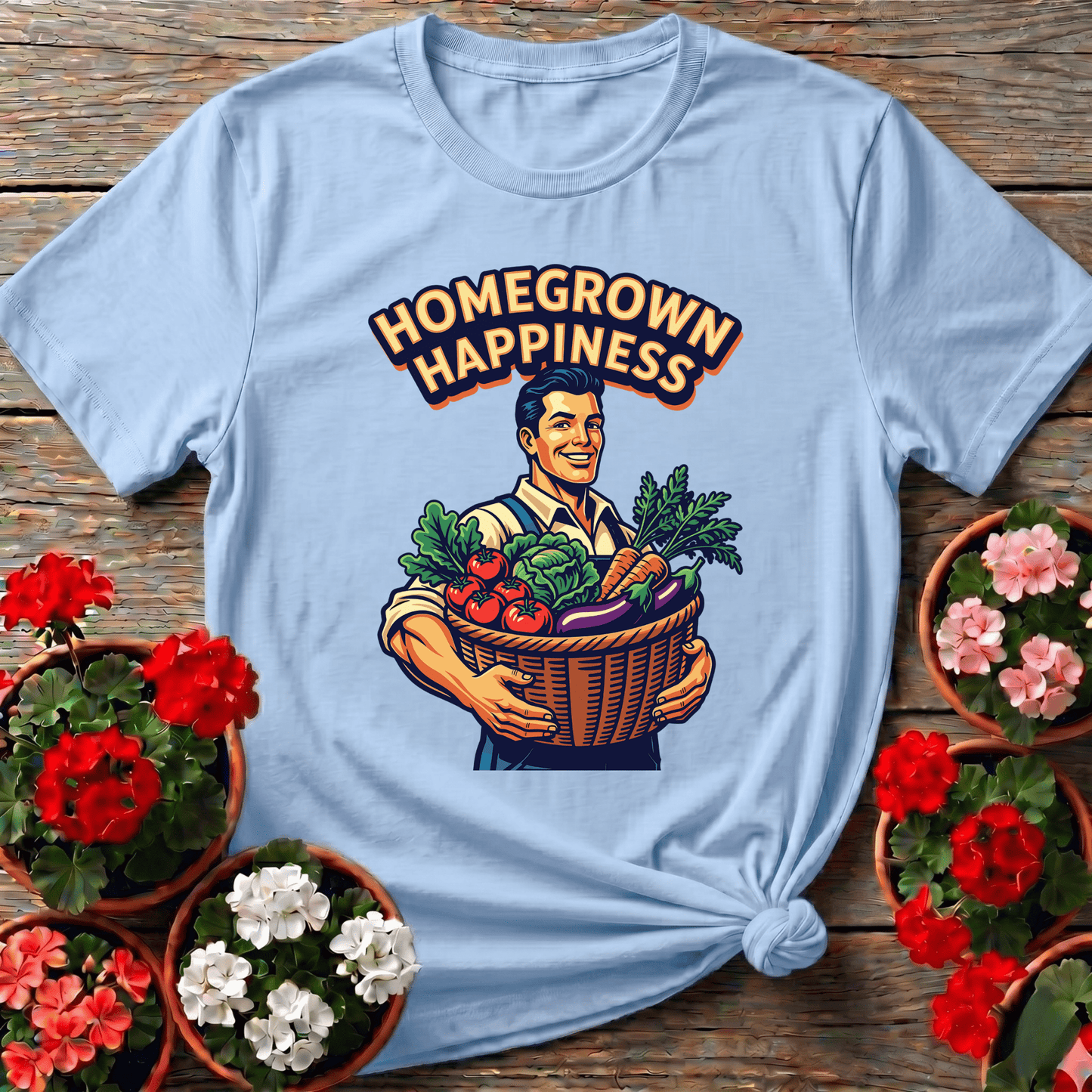 Homegrown Happiness Retro Vegetable Garden Gardening Tee - GardeningTshirts
