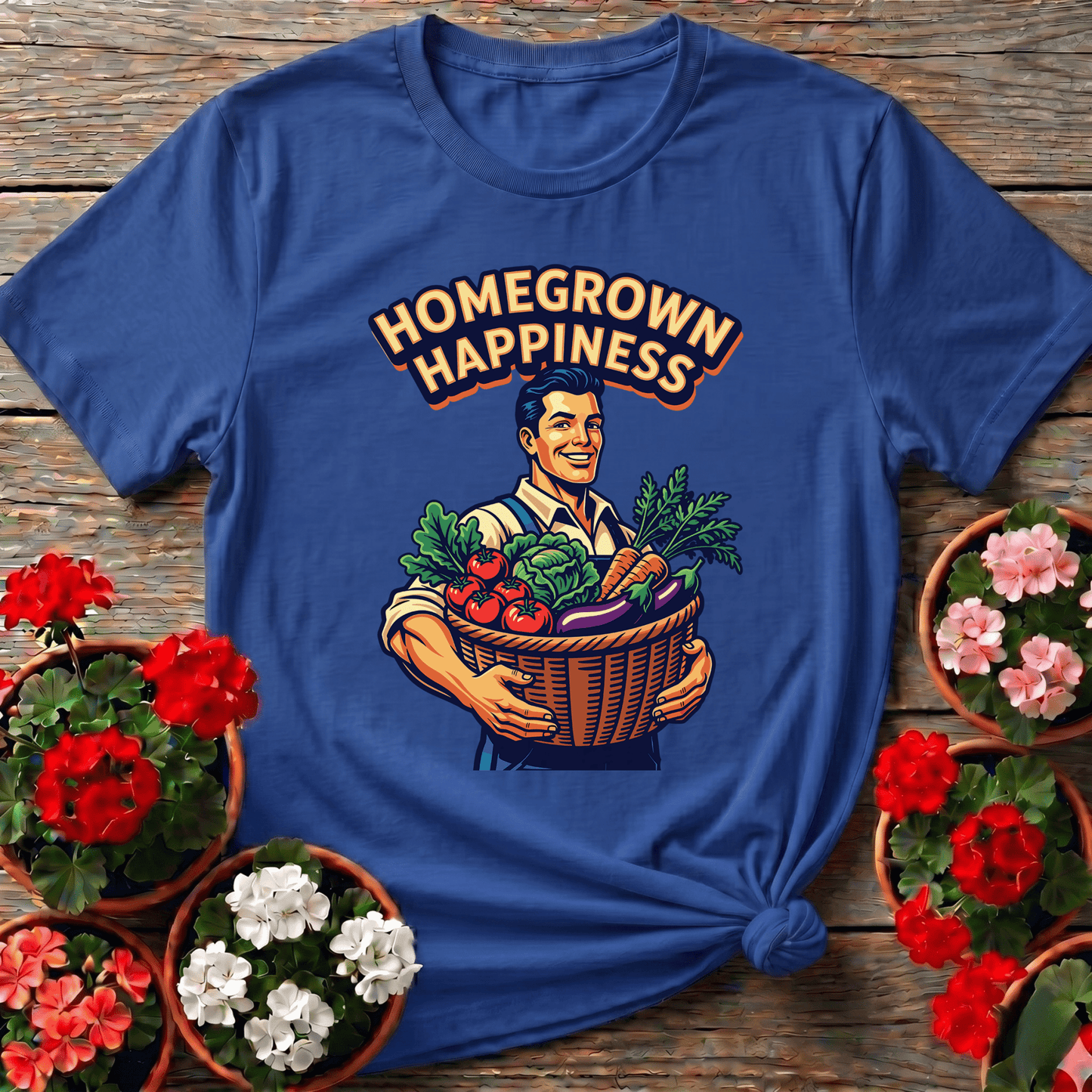 Homegrown Happiness Retro Vegetable Garden Gardening Tee - GardeningTshirts