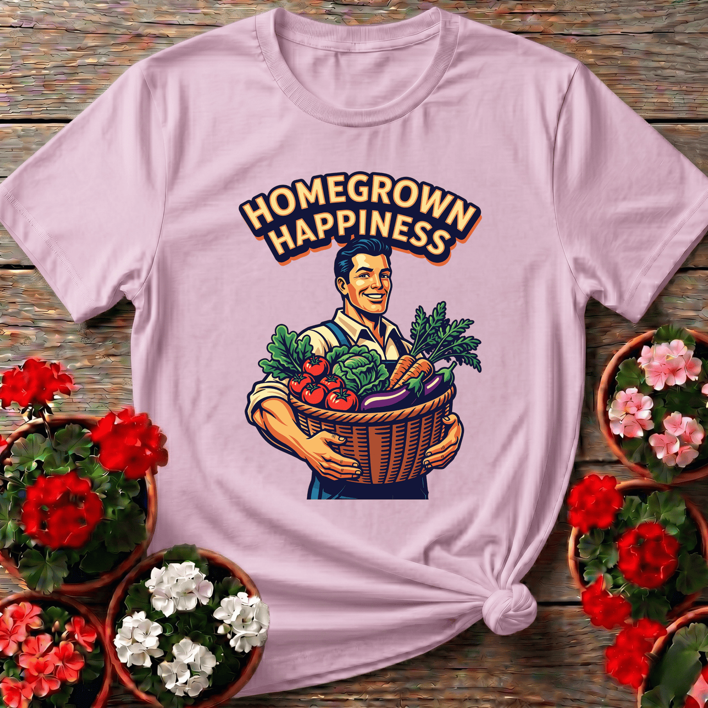 Homegrown Happiness Retro Vegetable Garden Gardening Tee - GardeningTshirts