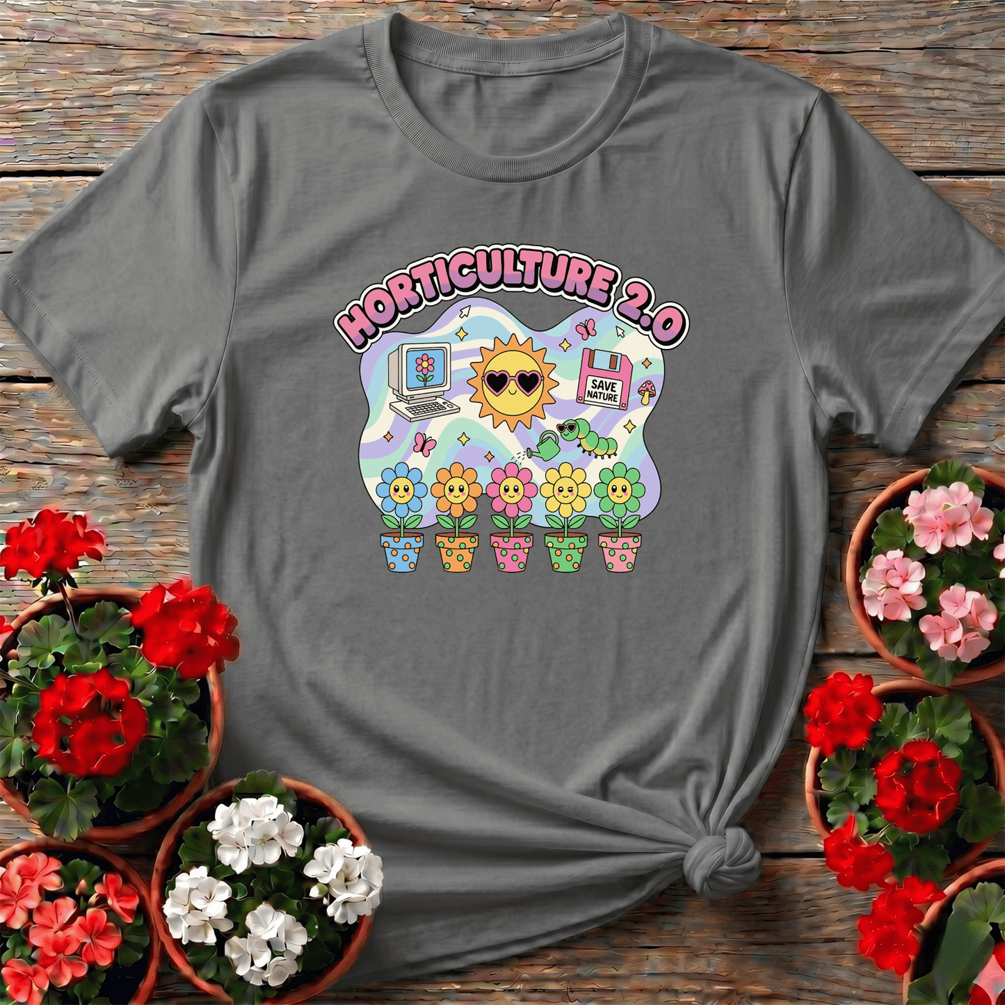 Horticulture 2.0 Funny Retro Tech Plant Lover T-Shirt - GardeningTshirts