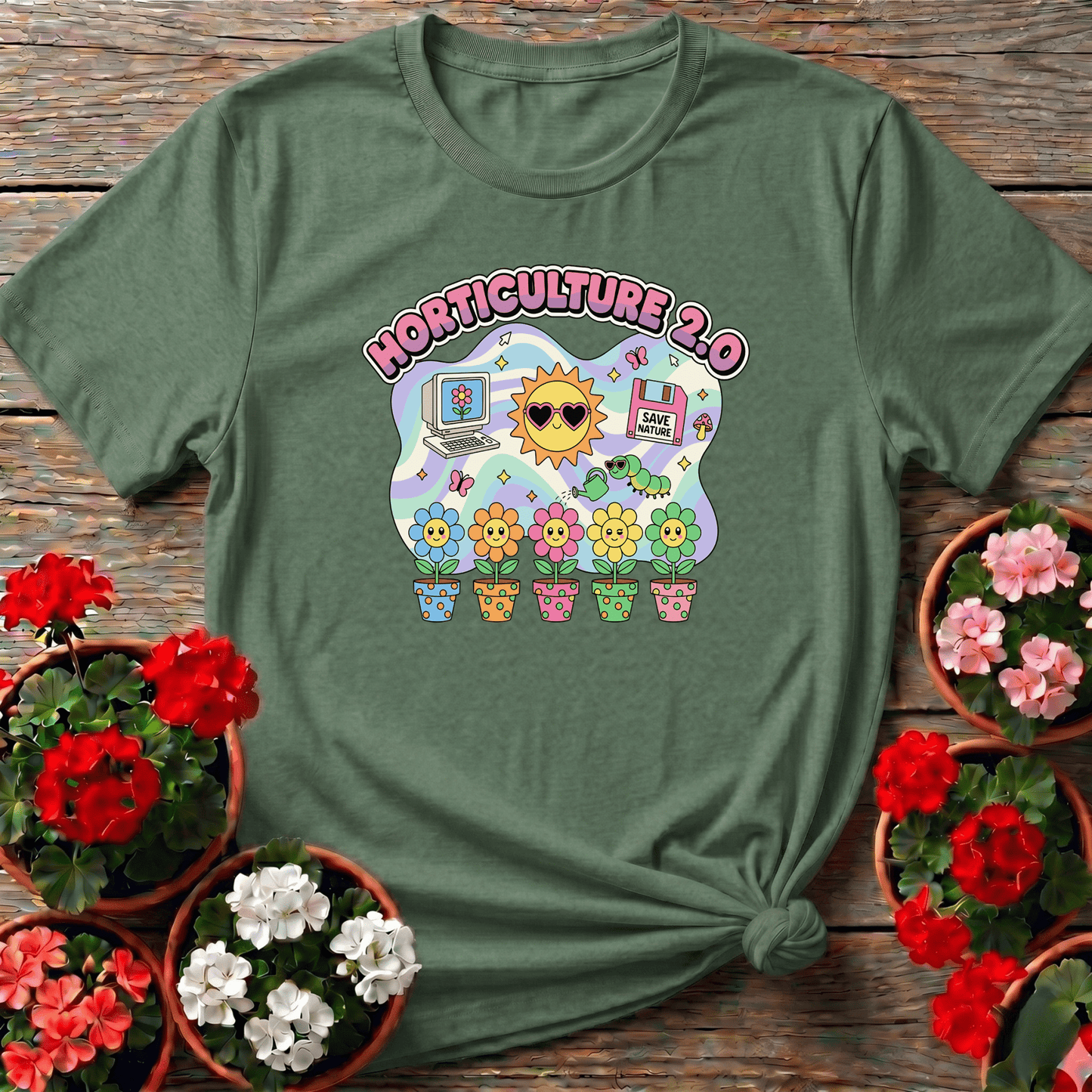 Horticulture 2.0 Funny Retro Tech Plant Lover T-Shirt - GardeningTshirts