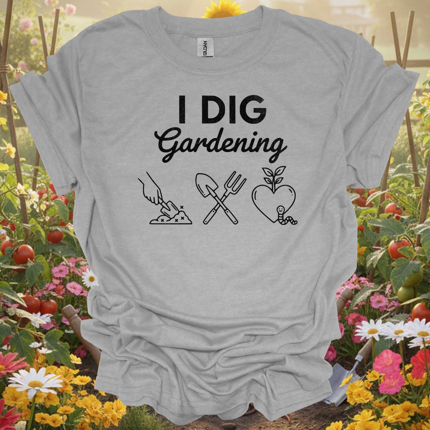 "I DIG Gardening" Minimalist Gardening T-Shirt - GardeningTshirts