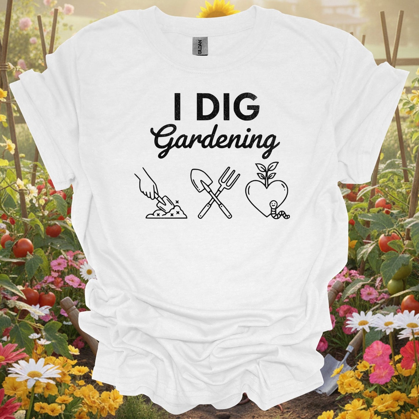 "I DIG Gardening" Minimalist Gardening T-Shirt - GardeningTshirts