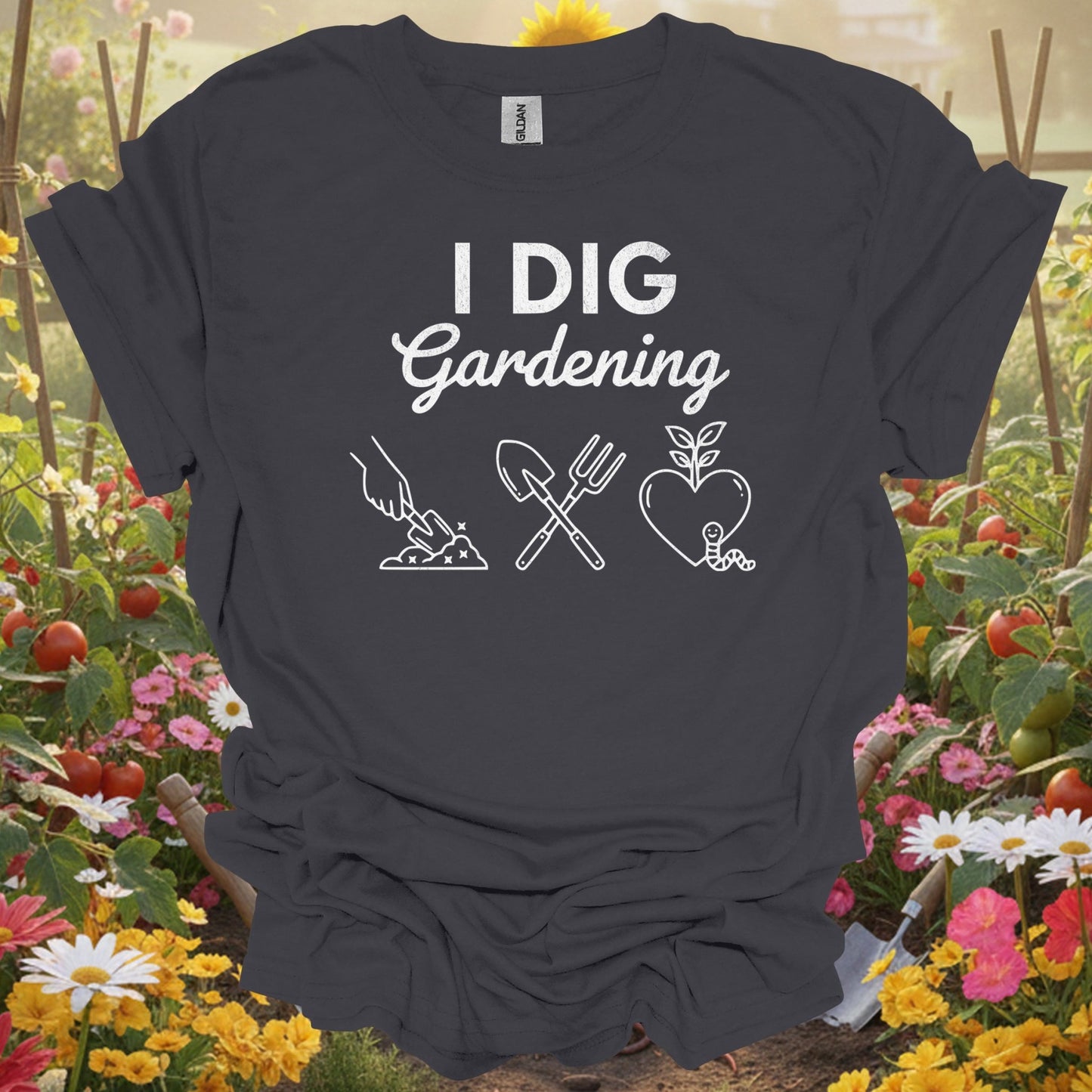 "I DIG Gardening" Minimalist Gardening T-Shirt - GardeningTshirts