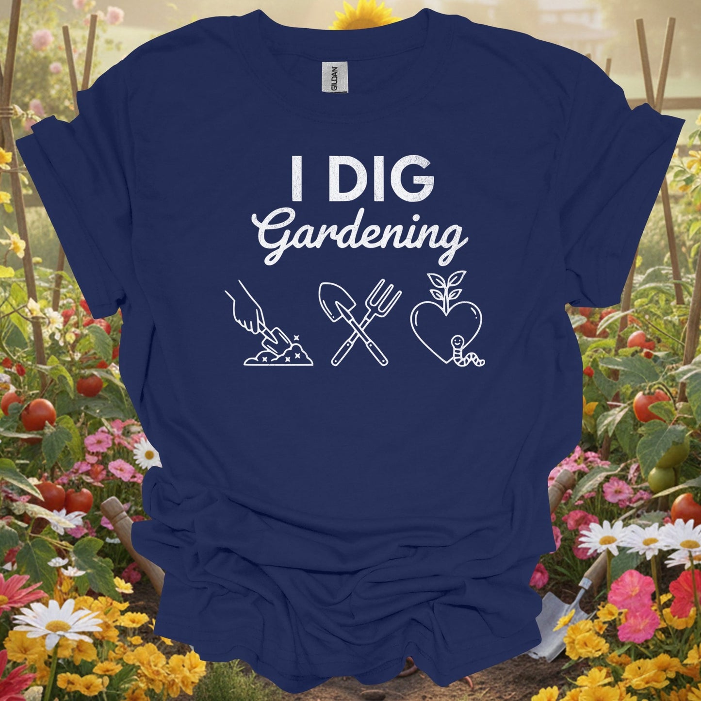 "I DIG Gardening" Minimalist Gardening T-Shirt - GardeningTshirts