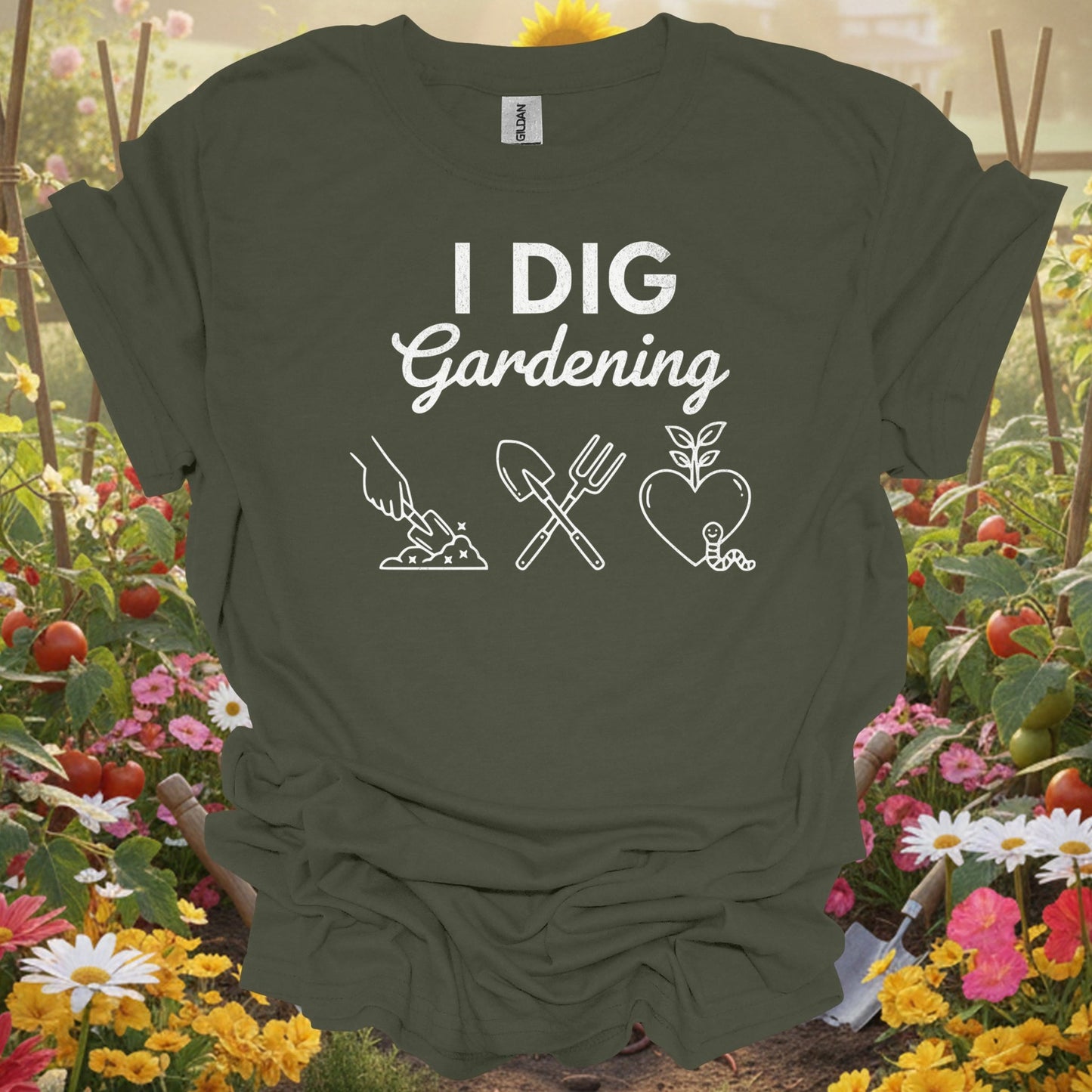 "I DIG Gardening" Minimalist Gardening T-Shirt - GardeningTshirts