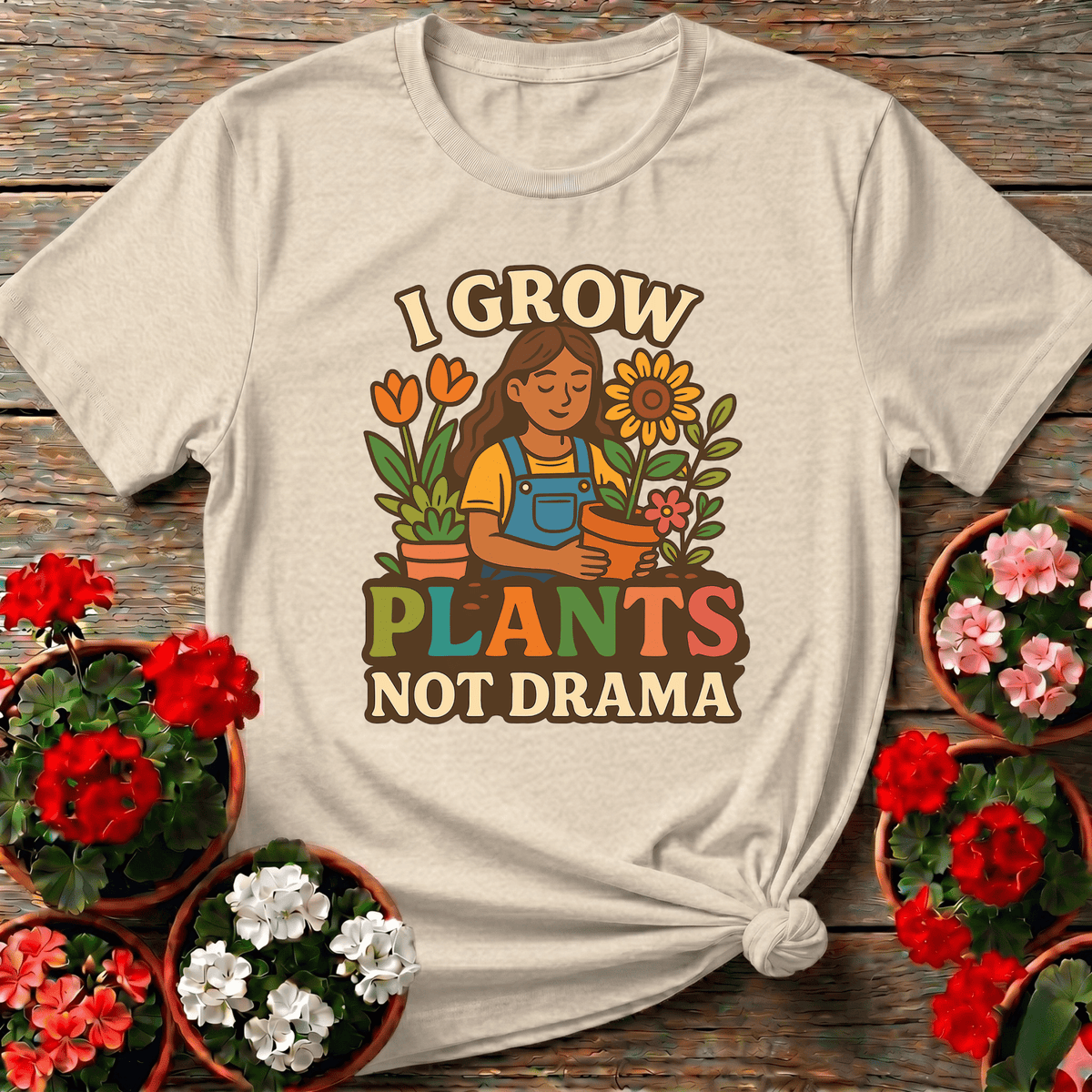I Grow Plants Not Drama Funny Gardening T-Shirt - GardeningTshirts