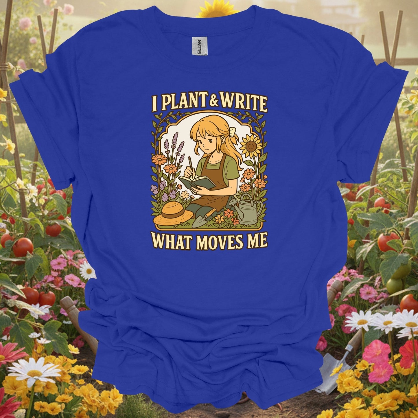Royal top showing : i plant & write what moves me anime for green thumb folks