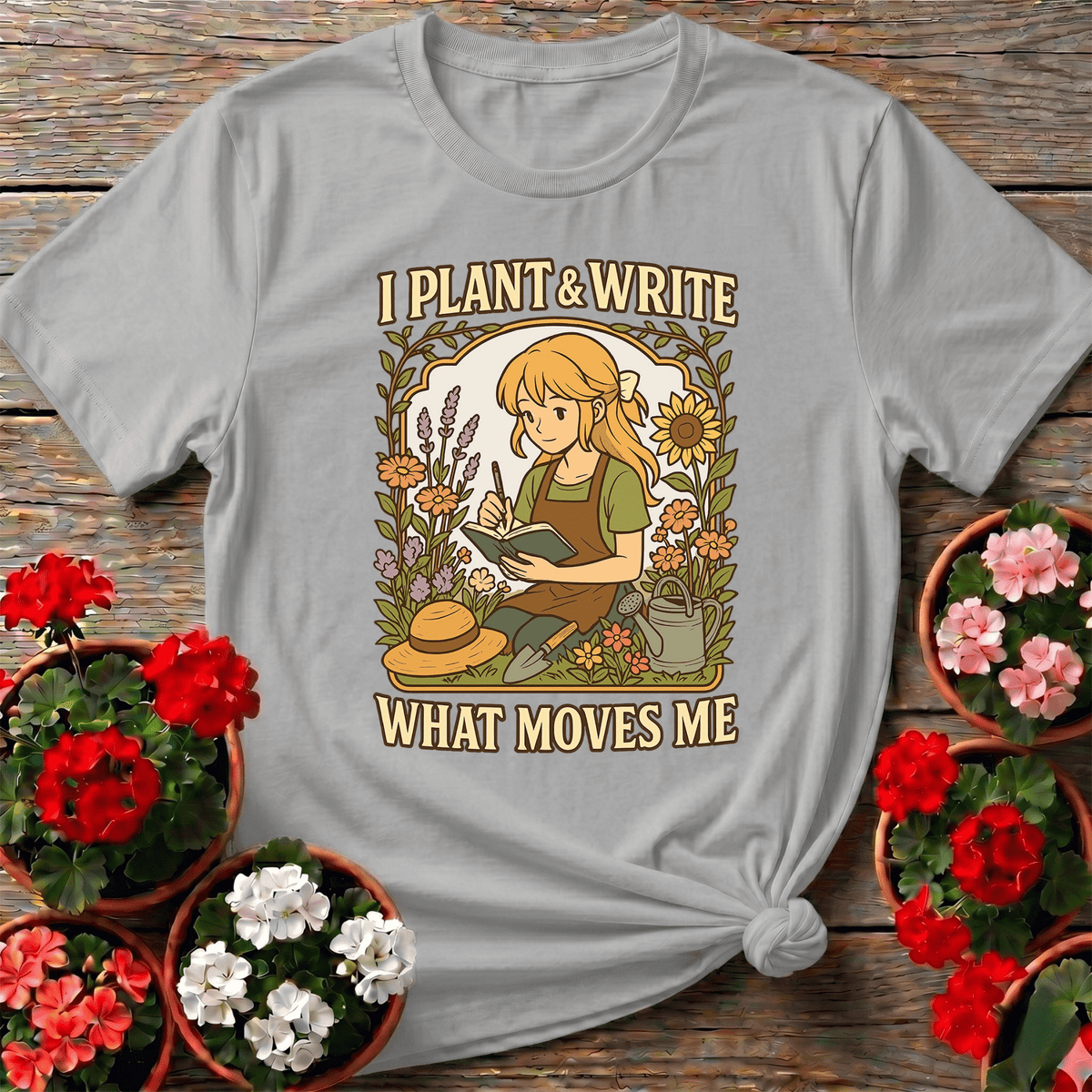 I Plant & Write What Moves Me Anime T-shirt - GardeningTshirts