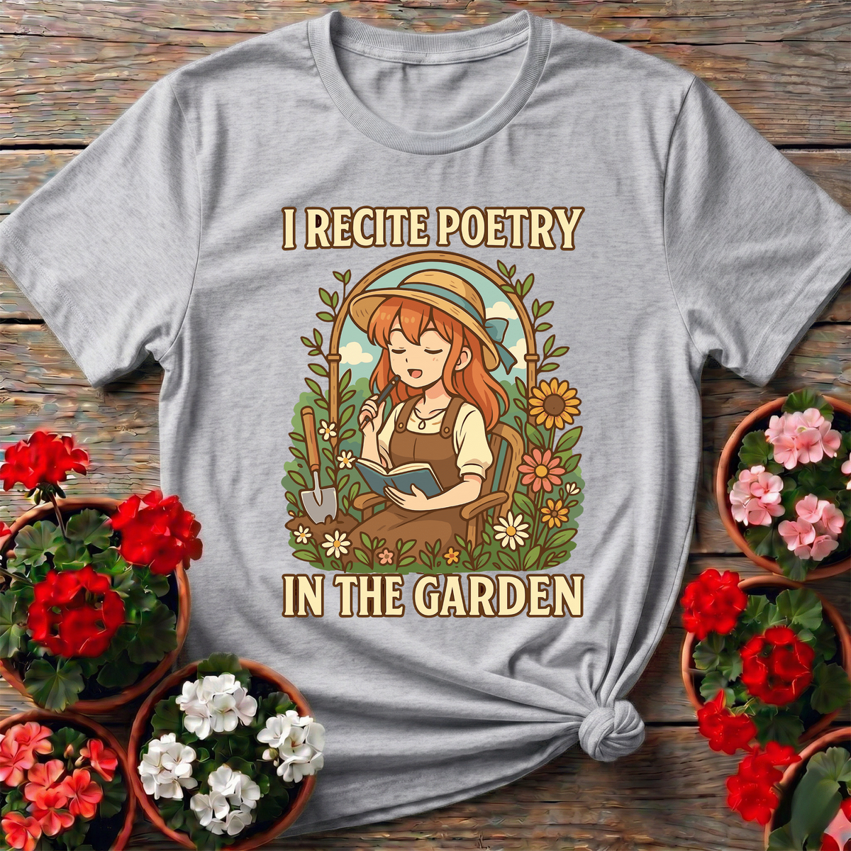 I Recite Poetry In The Garden Whimsical Manga Tee - GardeningTshirts