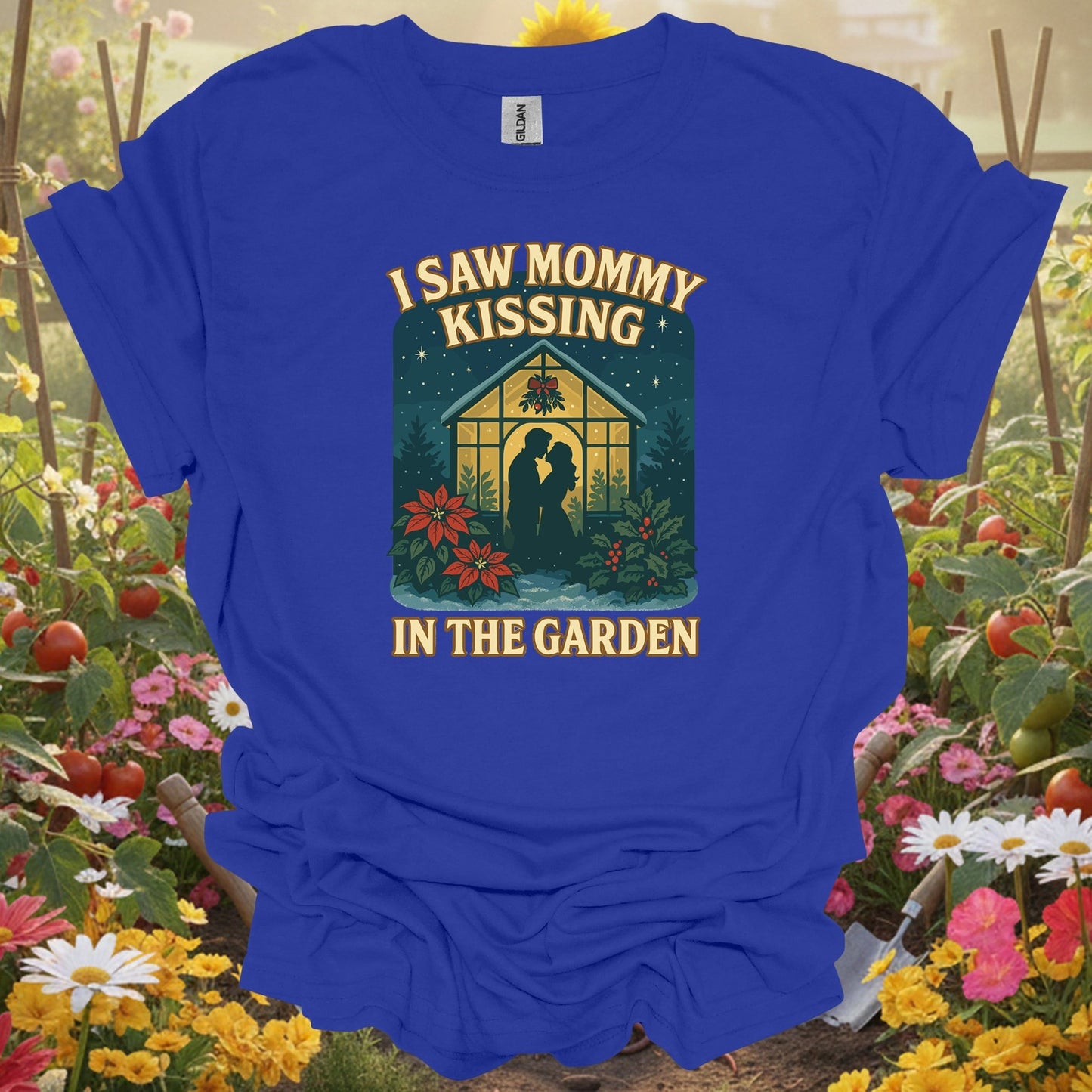 "I Saw Mommy Kissing In The Garden" Christmas T-Shirt - GardeningTshirts