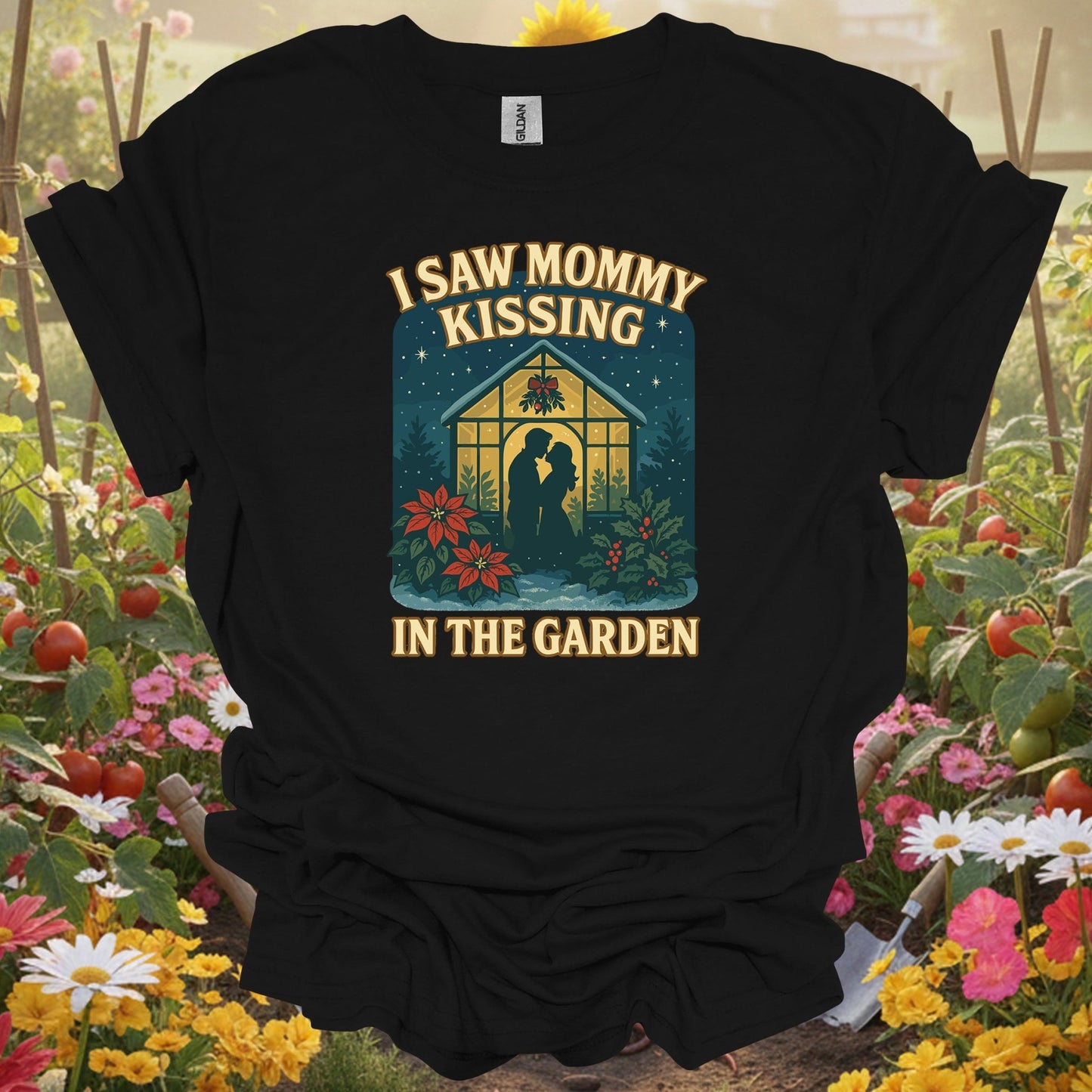 "I Saw Mommy Kissing In The Garden" Christmas T-Shirt - GardeningTshirts