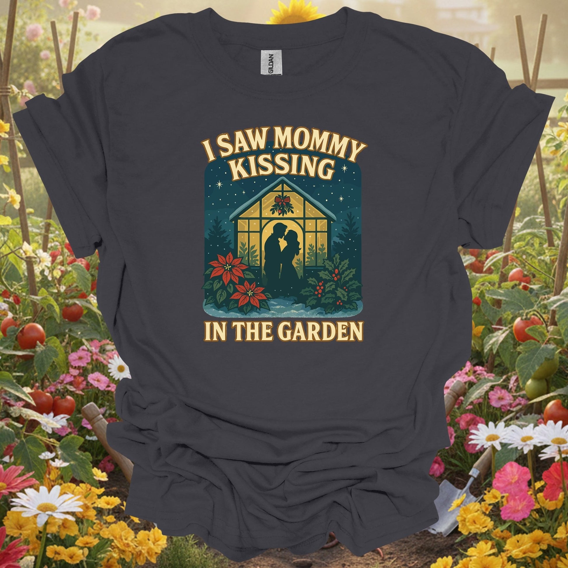 "I Saw Mommy Kissing In The Garden" Christmas T-Shirt - GardeningTshirts