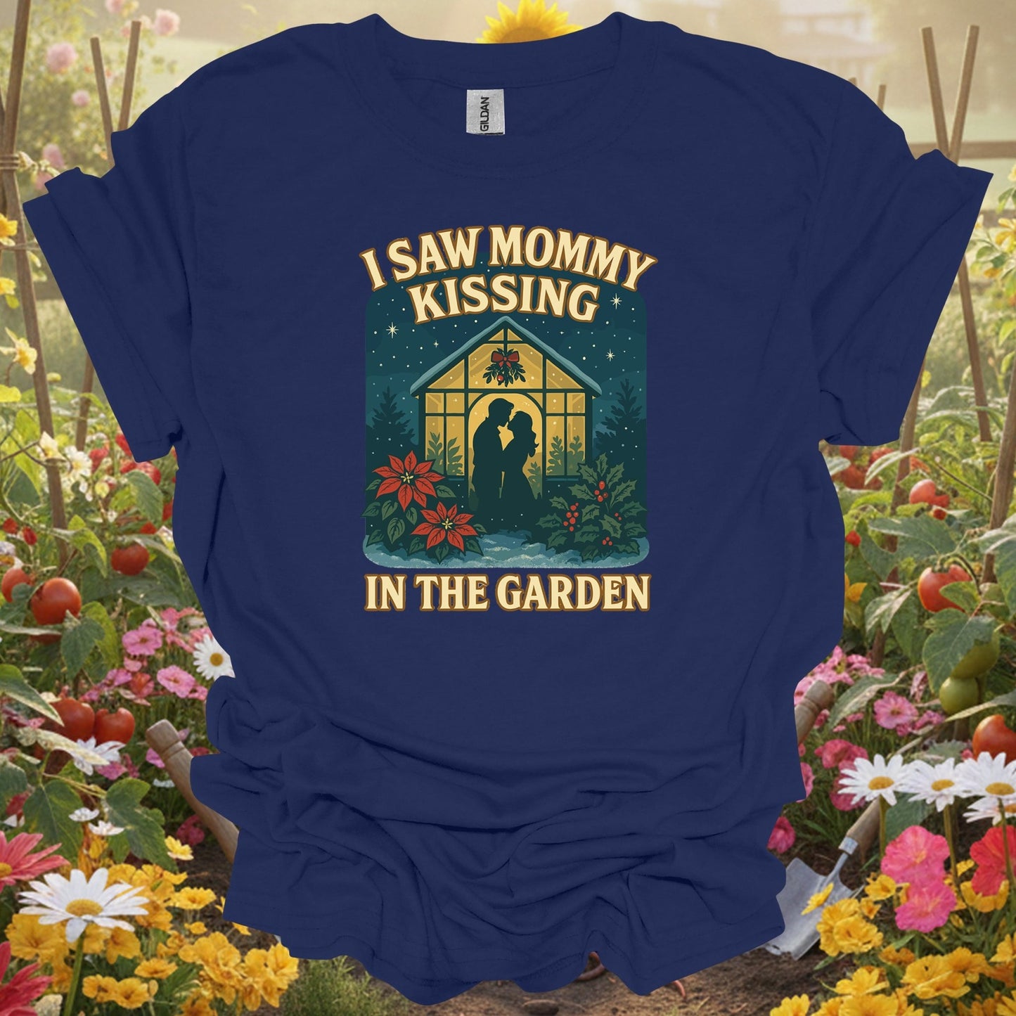 "I Saw Mommy Kissing In The Garden" Christmas T-Shirt - GardeningTshirts