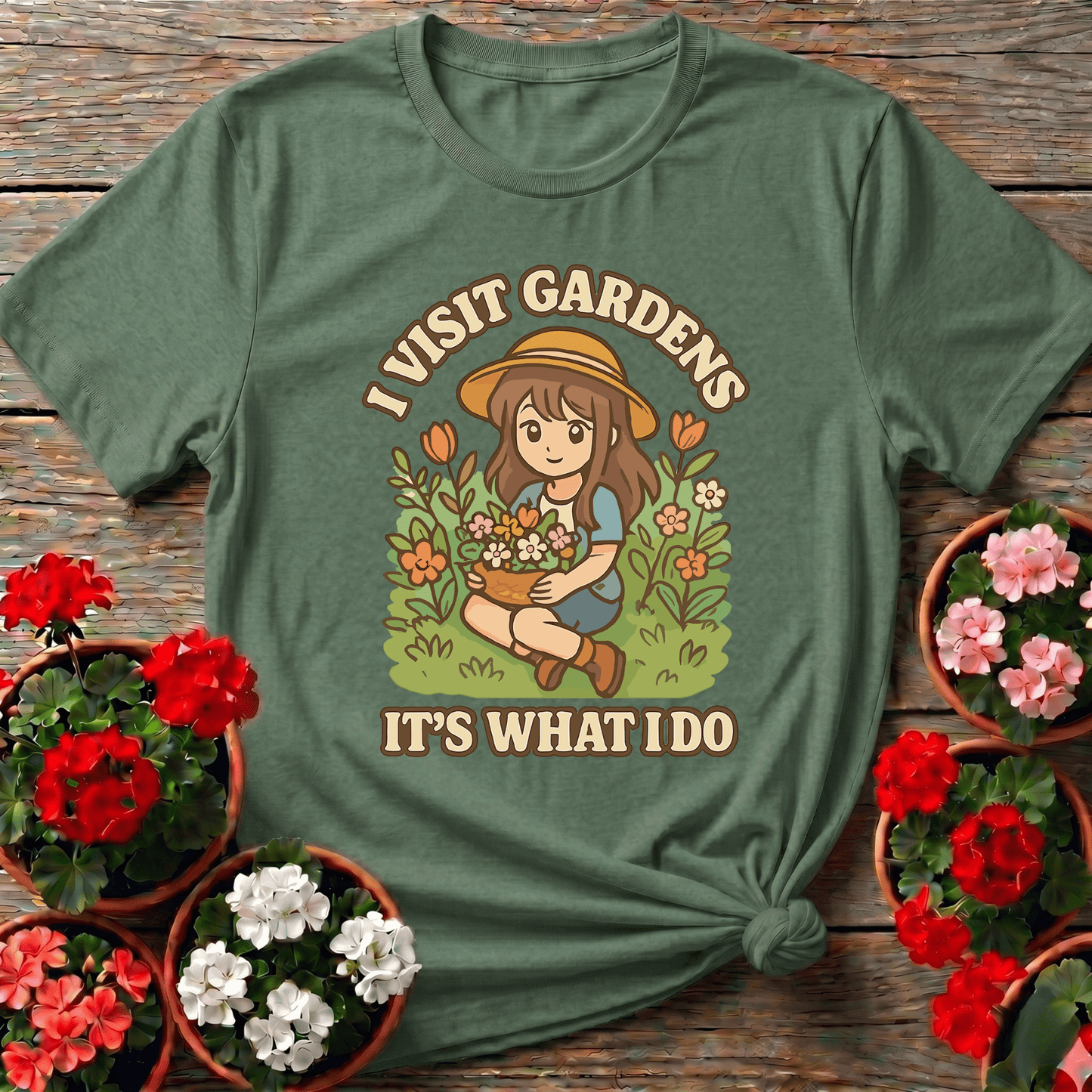 I Visit Gardens It's What I Do Kawaii Gardening Tee - GardeningTshirts
