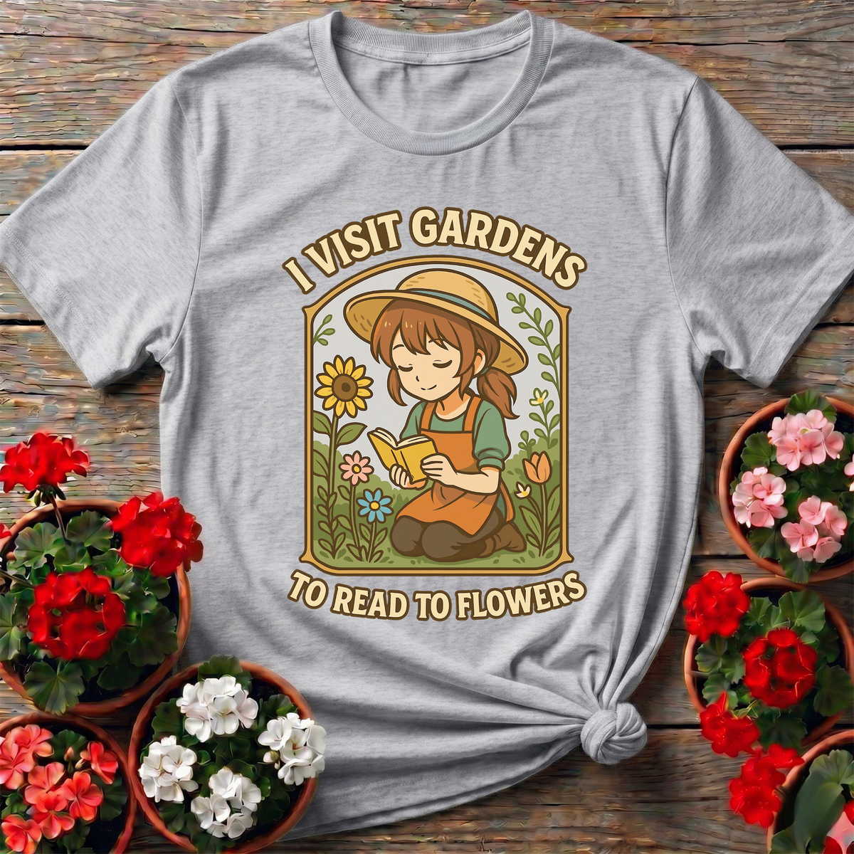 I Visit Gardens To Read To Flowers Anime Girl Tee - GardeningTshirts