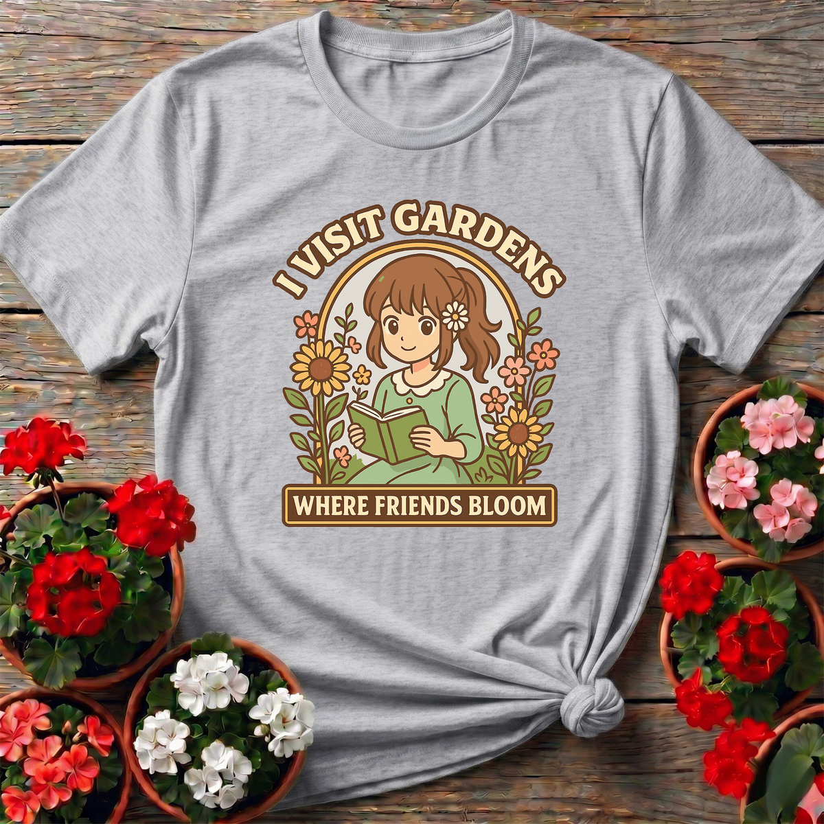 I Visit Gardens Where Friends Bloom Anime T-shirt - GardeningTshirts