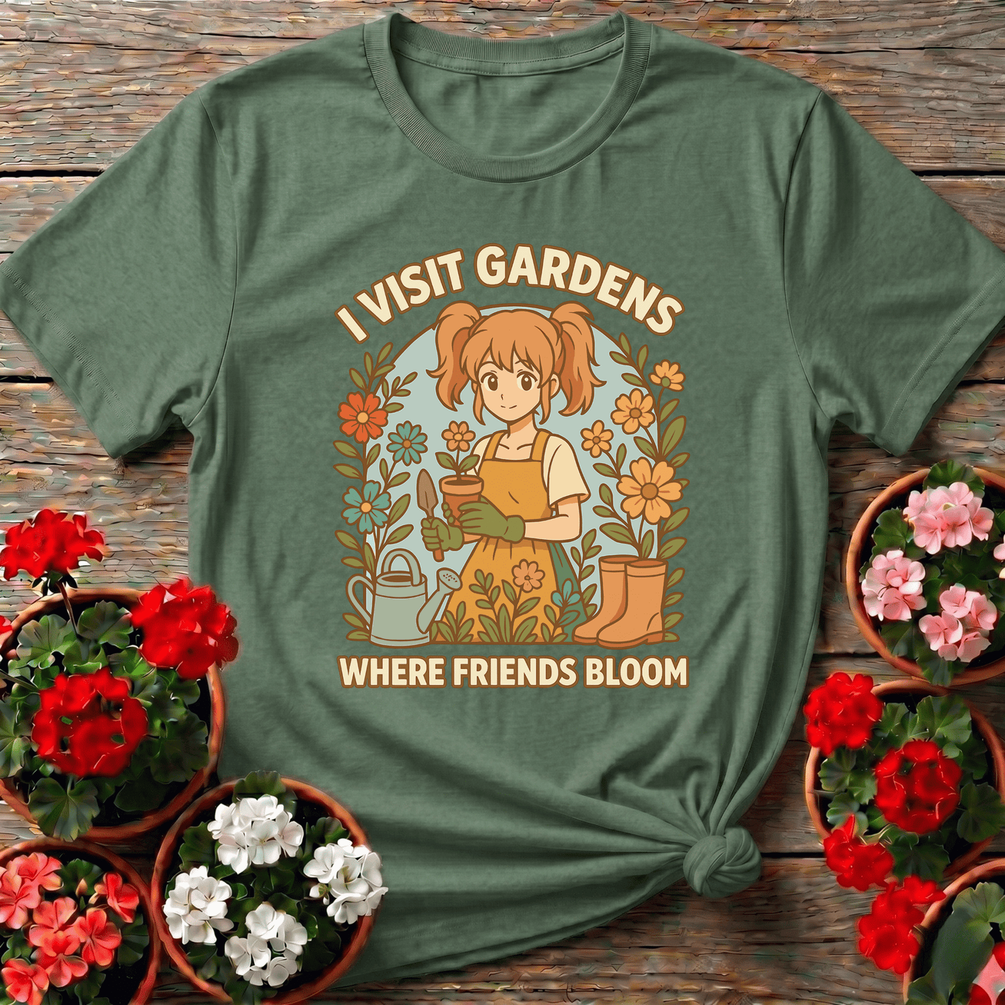 I Visit Gardens Where Friends Bloom Gardening Tee - GardeningTshirts