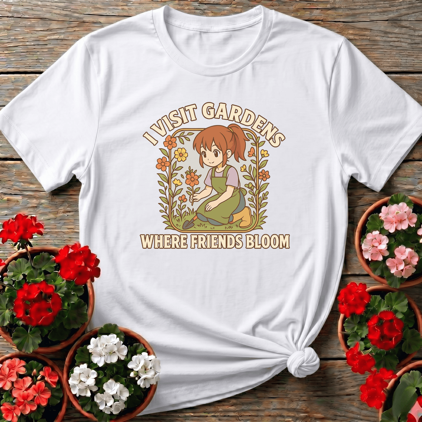 I Visit Gardens Where Friends Bloom Gardening Tee - GardeningTshirts