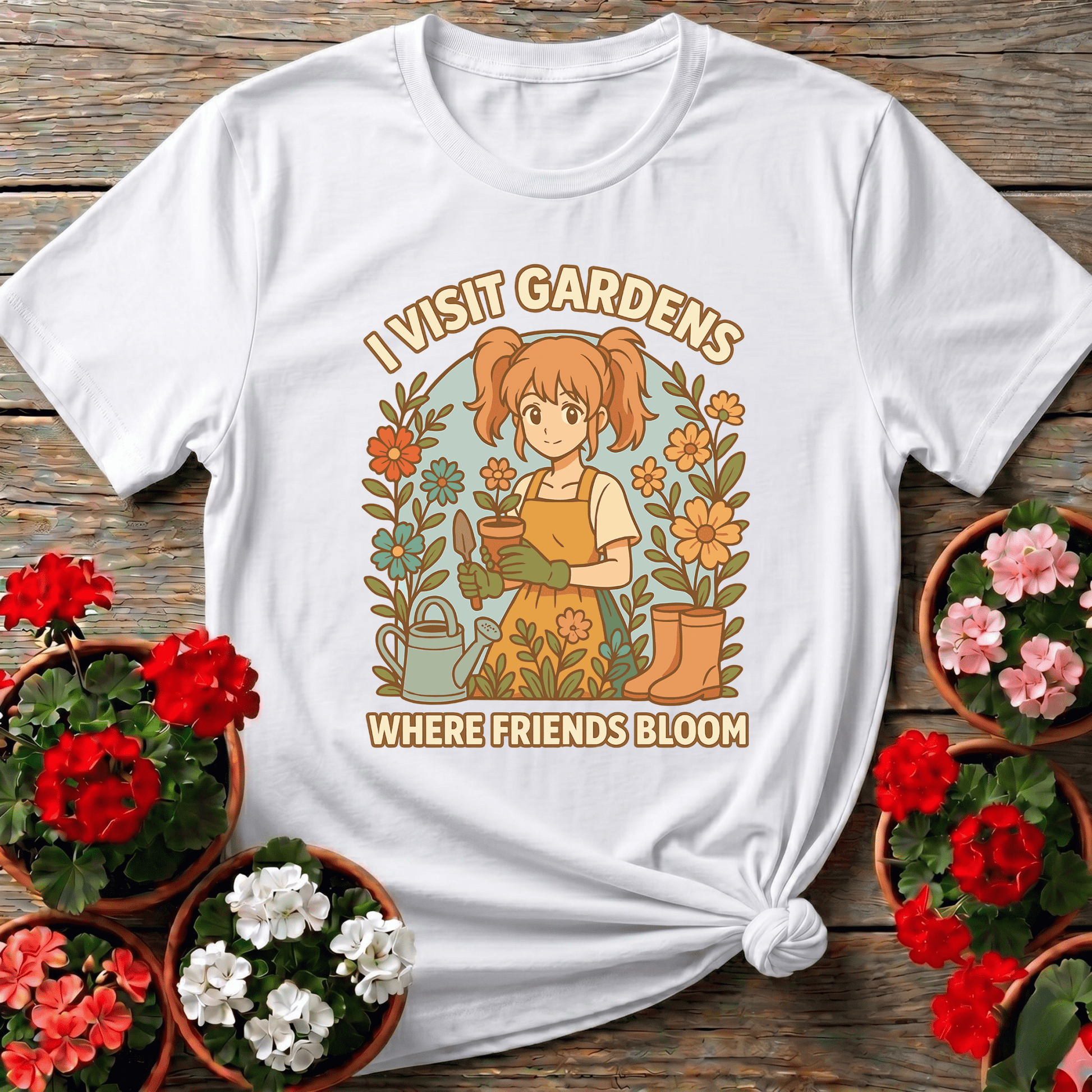 I Visit Gardens Where Friends Bloom Gardening Tee - GardeningTshirts