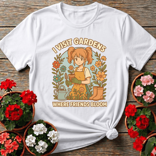 I Visit Gardens Where Friends Bloom Gardening Tee - GardeningTshirts