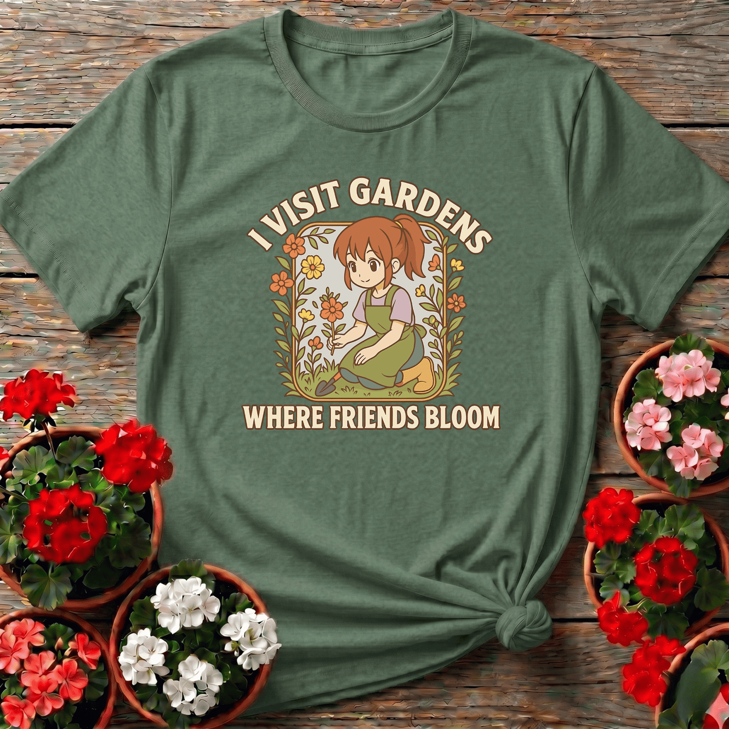 I Visit Gardens Where Friends Bloom Gardening Tee - GardeningTshirts