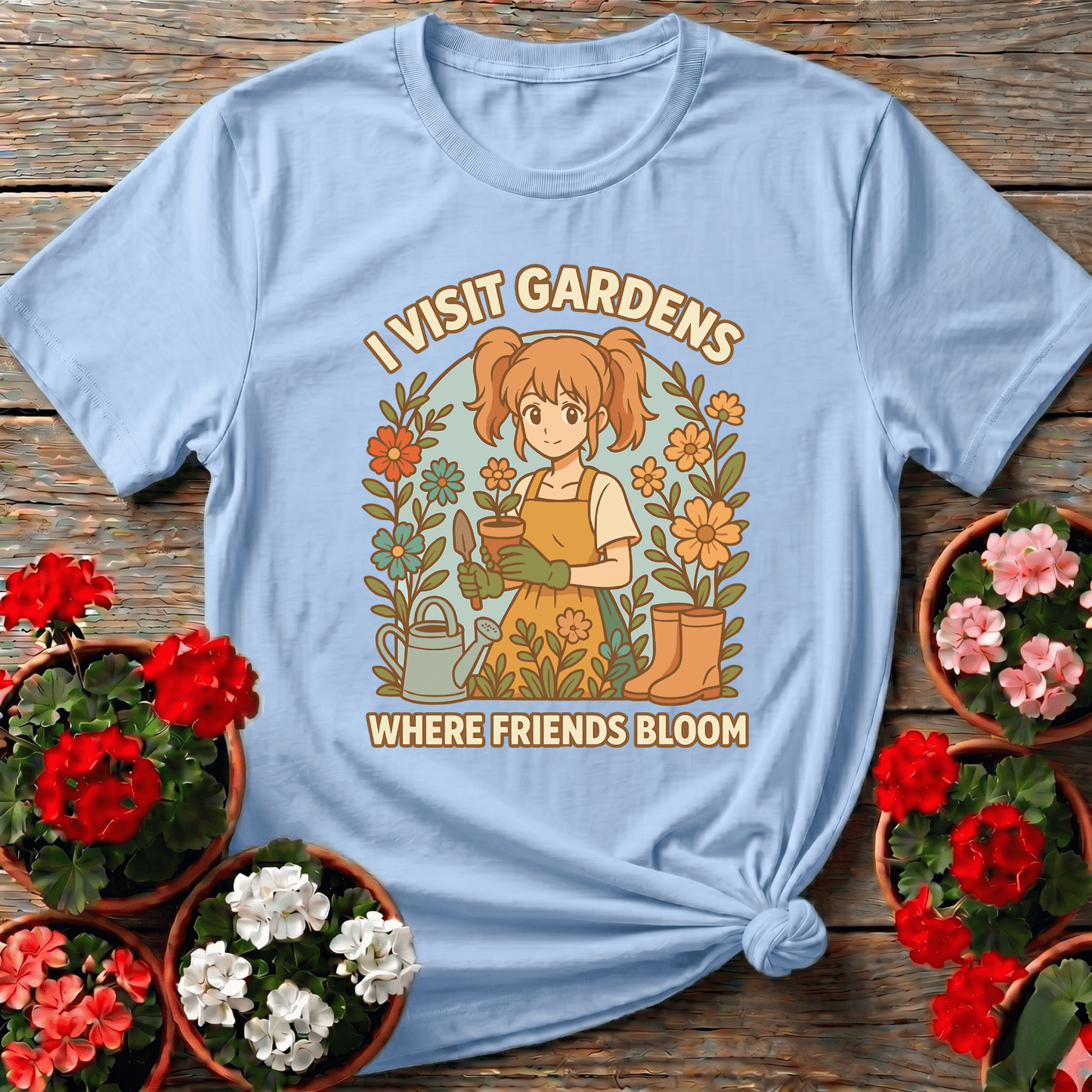 I Visit Gardens Where Friends Bloom Gardening Tee - GardeningTshirts