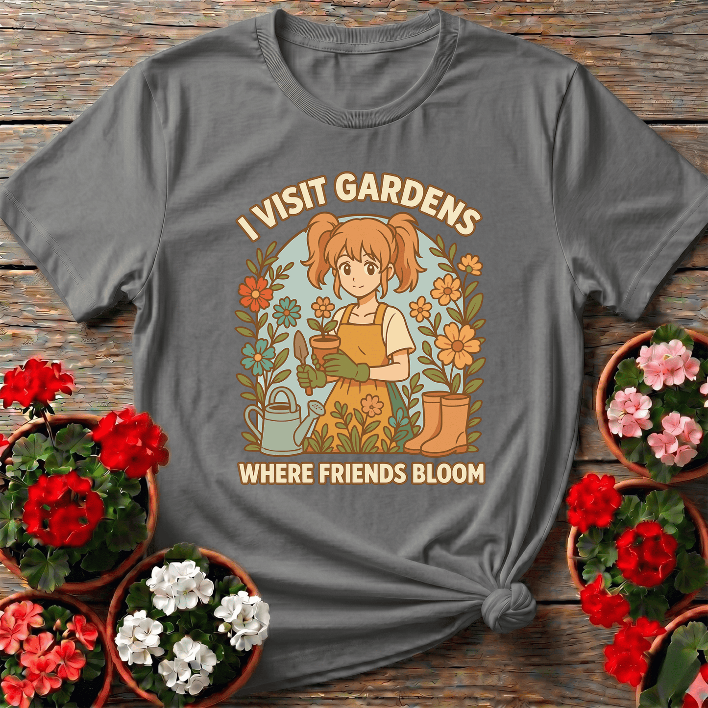 I Visit Gardens Where Friends Bloom Gardening Tee - GardeningTshirts