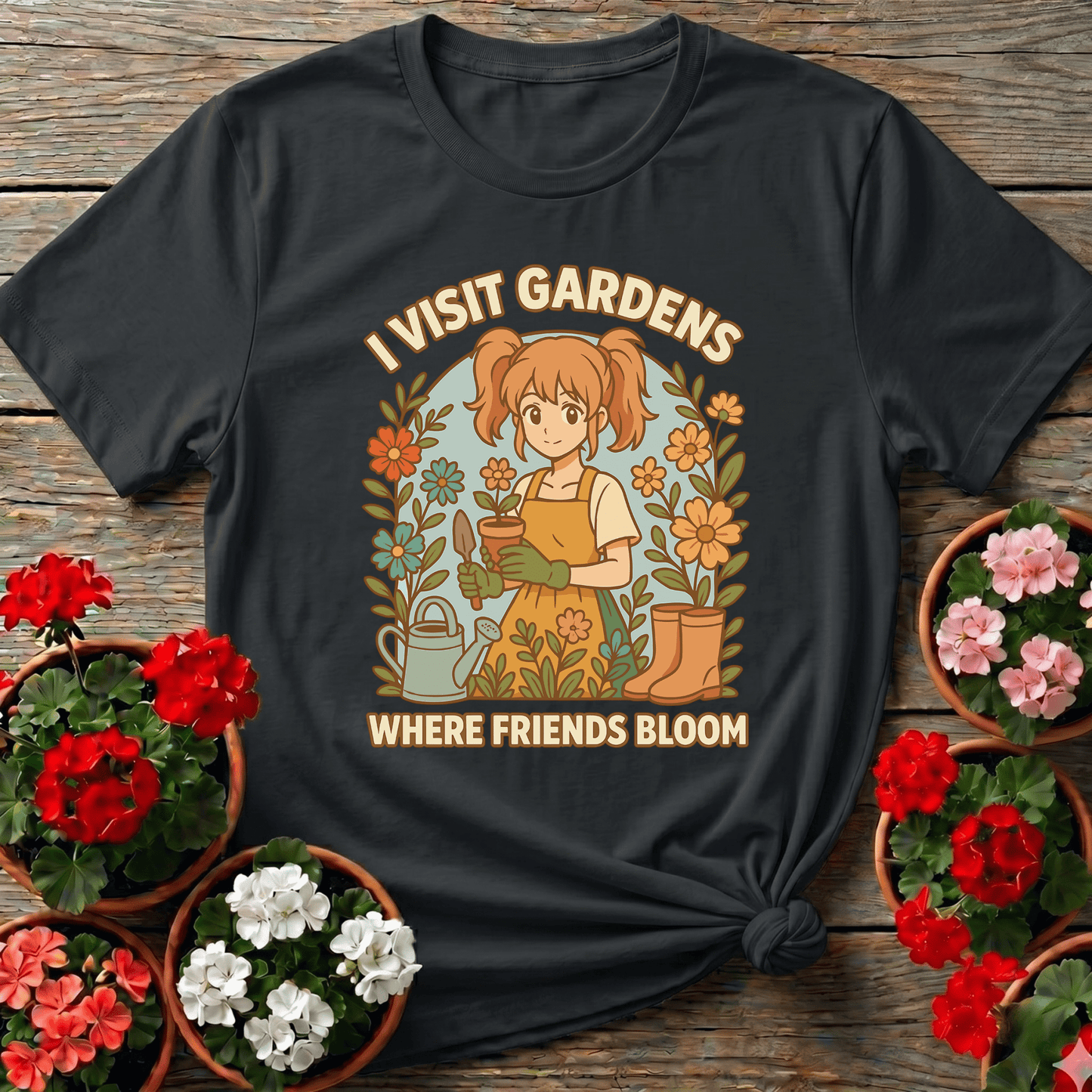 I Visit Gardens Where Friends Bloom Gardening Tee - GardeningTshirts