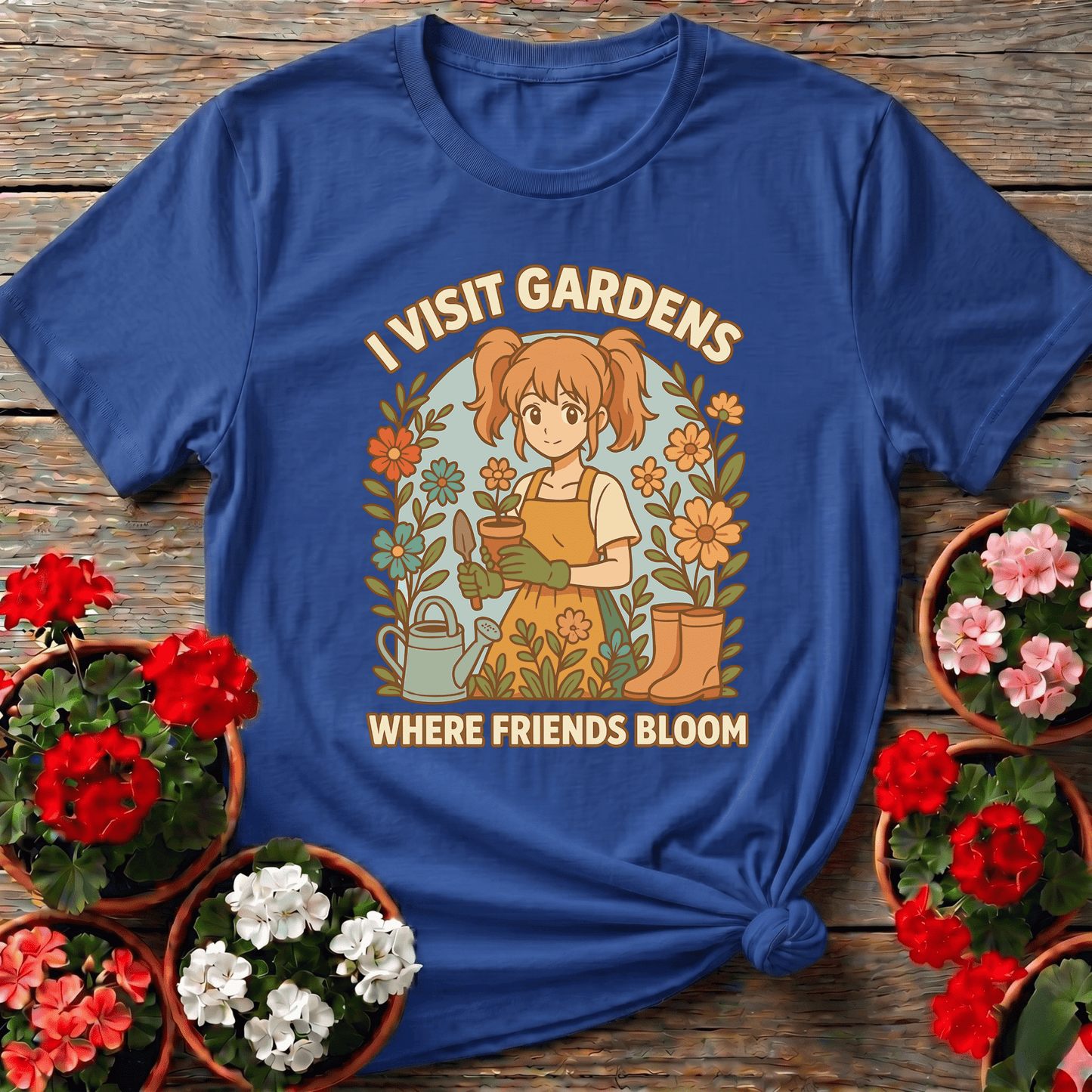 I Visit Gardens Where Friends Bloom Gardening Tee - GardeningTshirts