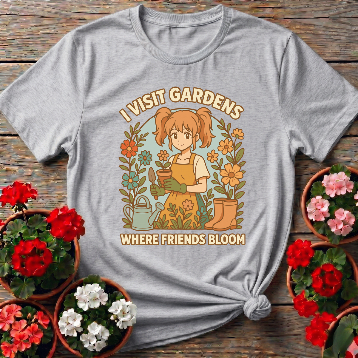 I Visit Gardens Where Friends Bloom Gardening Tee - GardeningTshirts