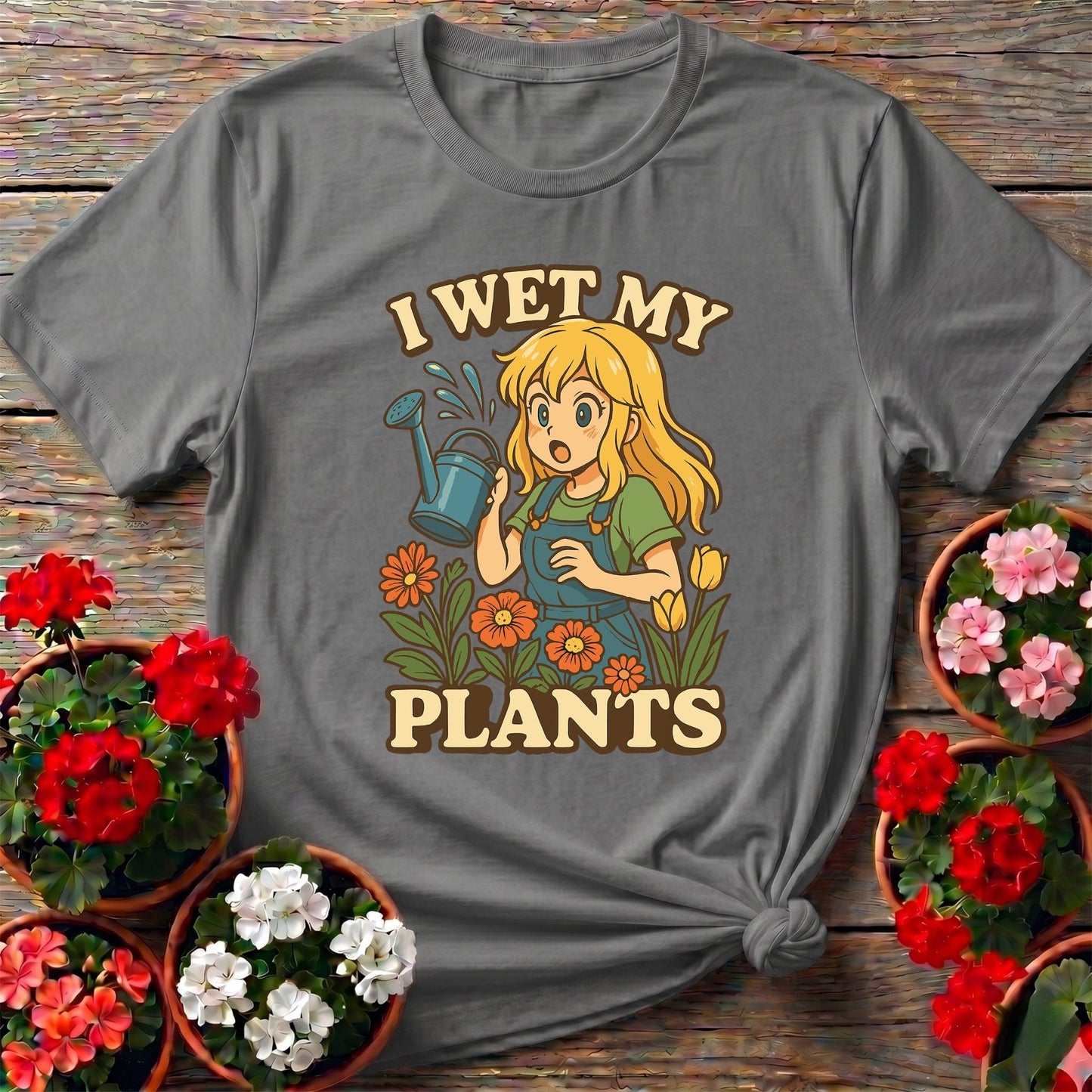 I Wet My Plants Funny Anime Gardener Tee - GardeningTshirts