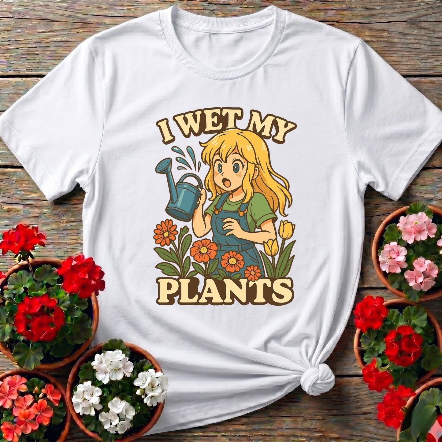 I Wet My Plants Funny Anime Gardener Tee - GardeningTshirts