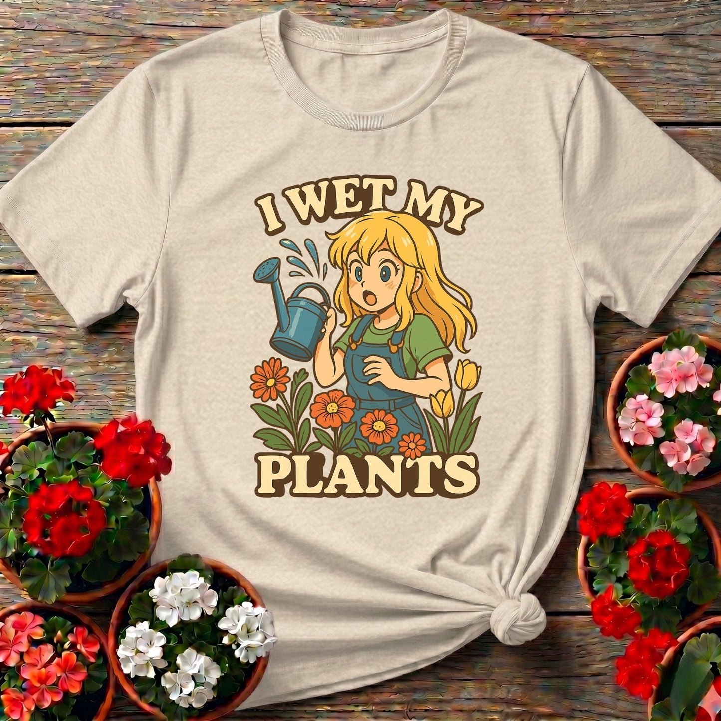 I Wet My Plants Funny Anime Gardener Tee - GardeningTshirts