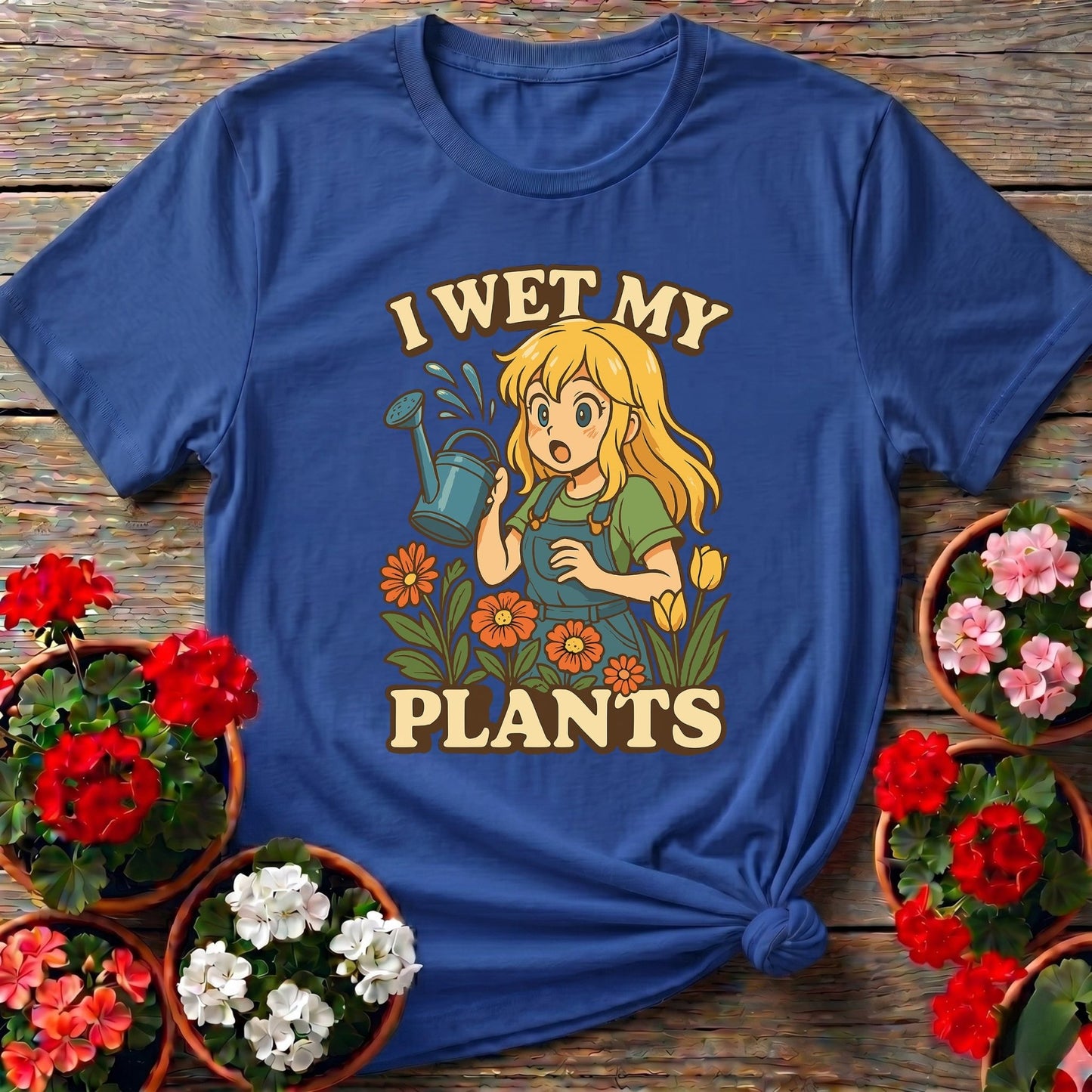 I Wet My Plants Funny Anime Gardener Tee - GardeningTshirts